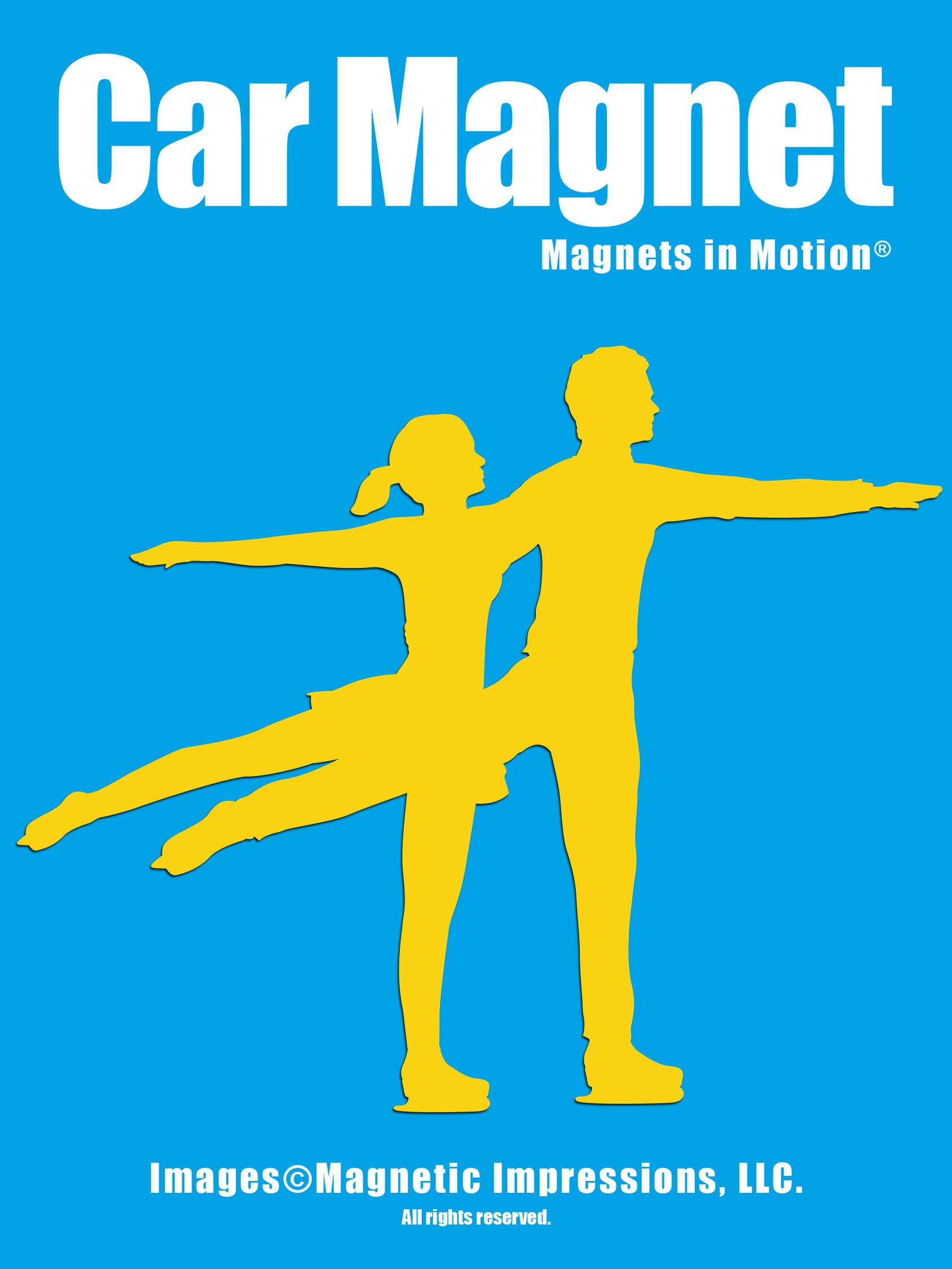 Figure Skater Couple Car Magnet - Yellow - Fun & Decorative Car Accessory for Ice Skating Fans & Couples