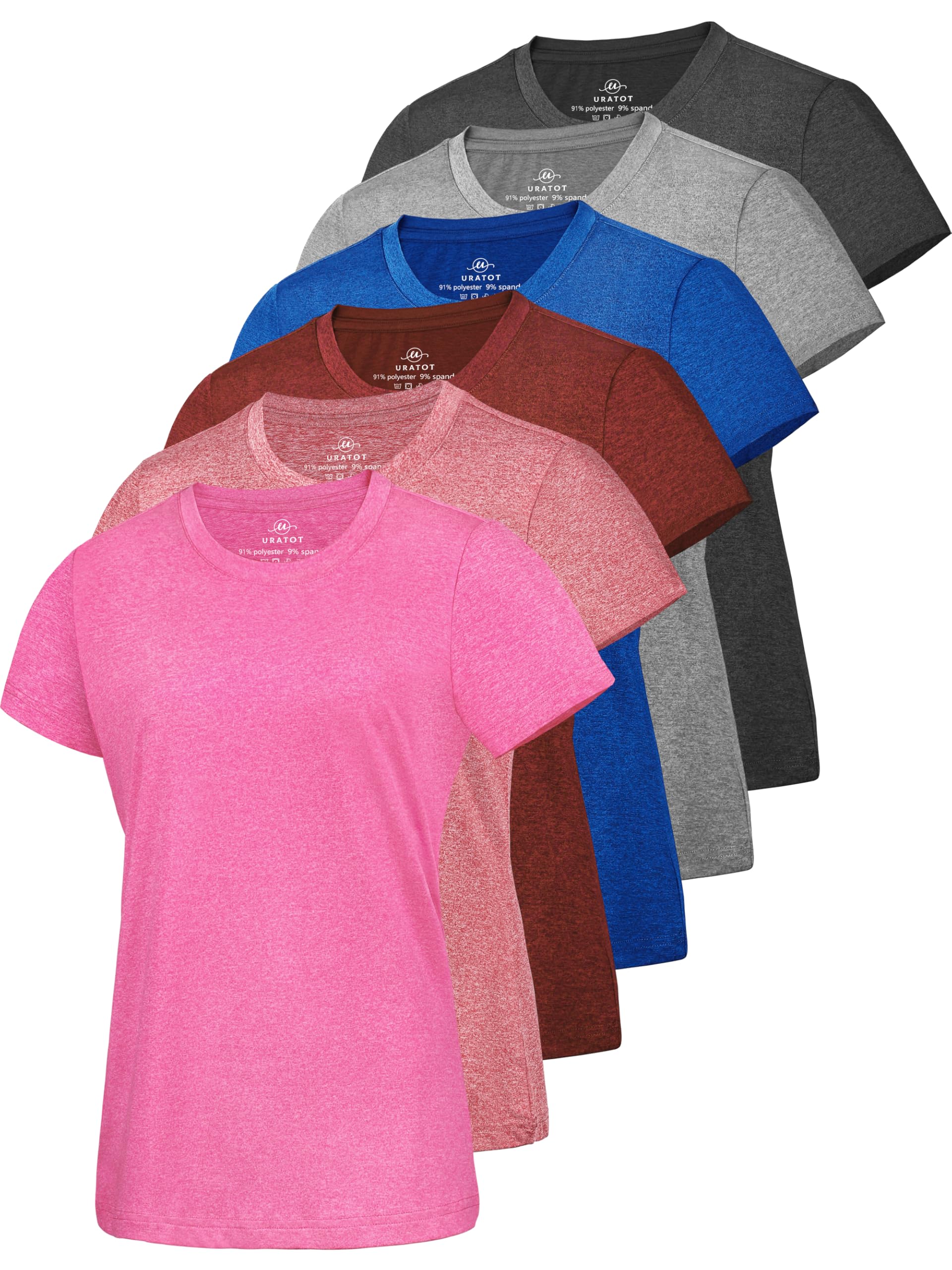 URATOT Women's Short Sleeve Moisture Wicking Athletic T-Shirt - Breathable Quick Dry Workout Top for Gym, Running & Yoga - Lightweight Summer Fitness Shirt for Active Women