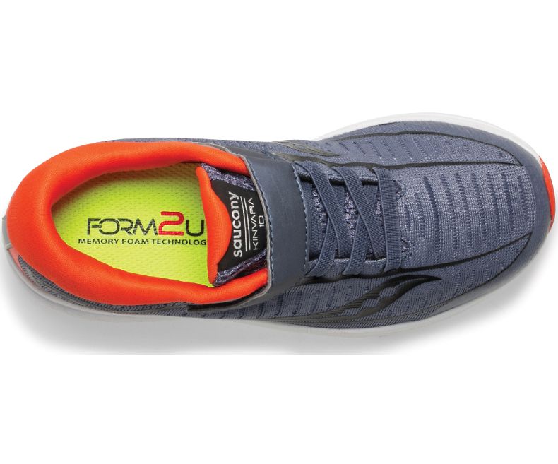 Saucony Kinvara 10 A/C Kids Running Shoes - Lightweight Grey & Orange Sneakers for Boys & Girls - Perfect for School, Sports & Daily Activities