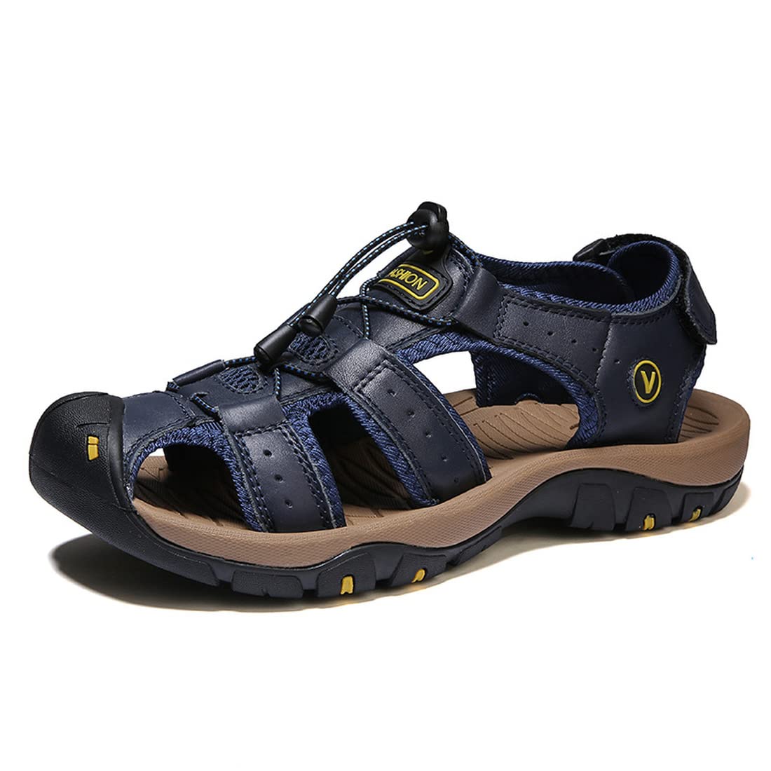 CHENSAN Men's Closed Toe Leather Sandals - Comfortable & Breathable Water Shoes for Beach, Pool & Outdoor Activities | Non-Slip Sole | Quick-Dry Design