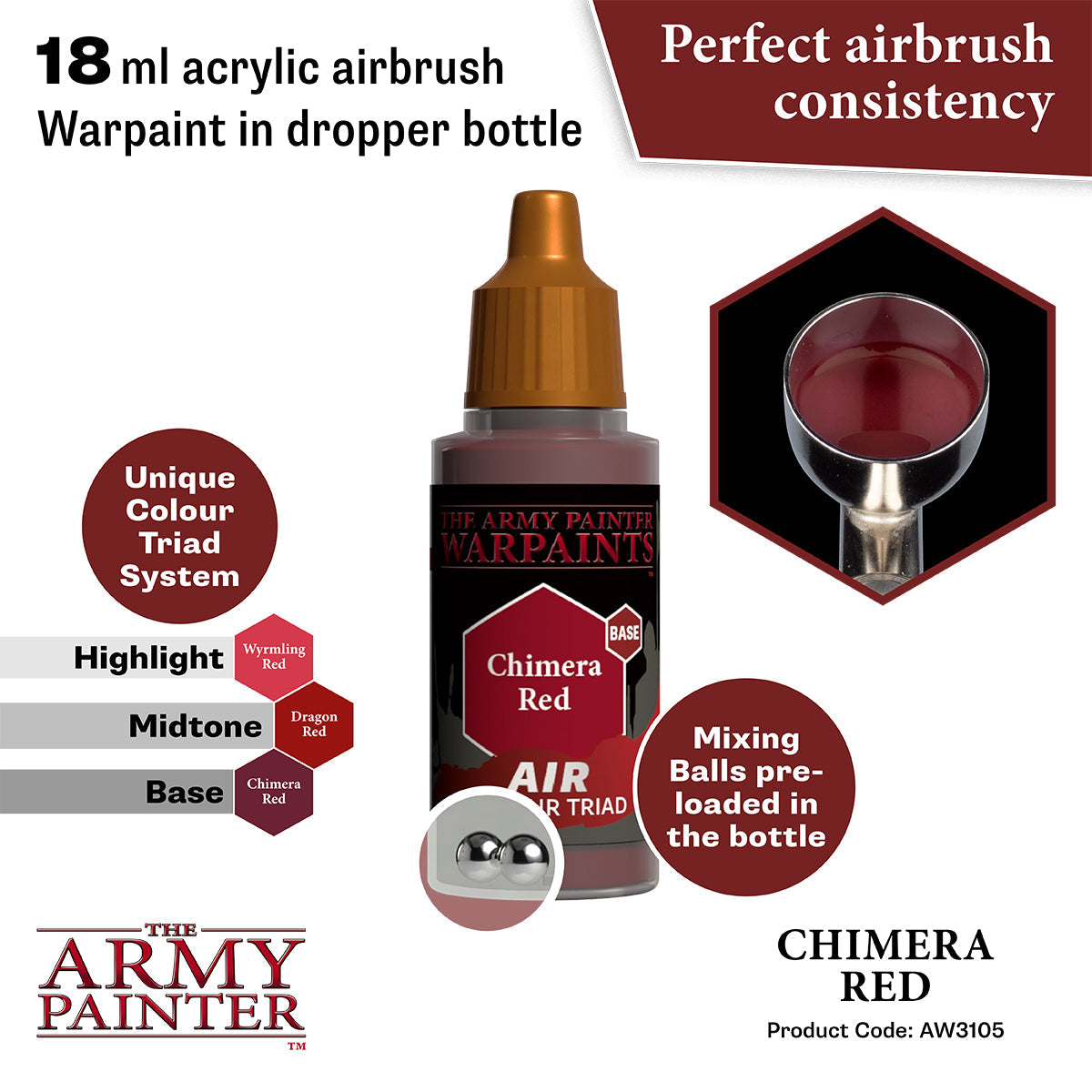 Warpaints Air: Chimera Red - High-Quality Airbrush Paint for Cosplay, Model Kits & Miniatures - Perfect for Artists, Hobbyists & DIY Projects