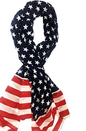 USA American Flag Patriotic Scarf - Red White & Blue Fashion Accessory for Women & Men - Perfect for 4th of July, Veterans Day & Patriotic Events