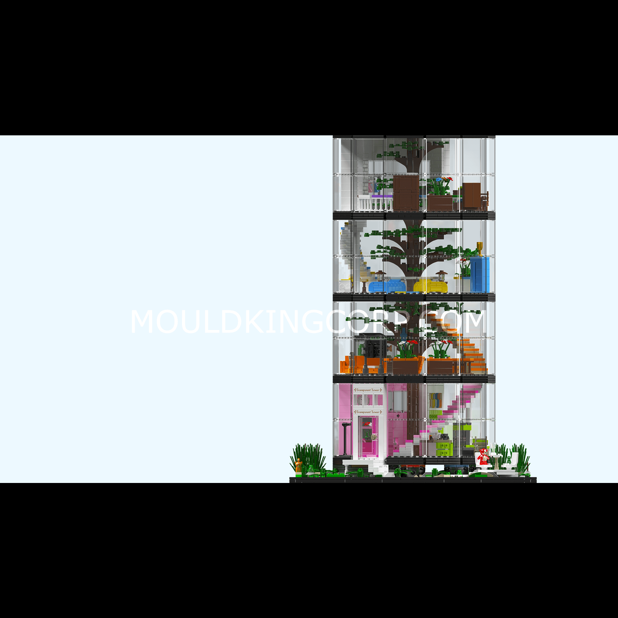 Mould King 16013 Transparent Urban Oasis Building Set - 3,466 Piece Creative Construction Toy for Adults & Teens | Modular Architecture Model Kit for Home Decor, Office Display & Gift Giving