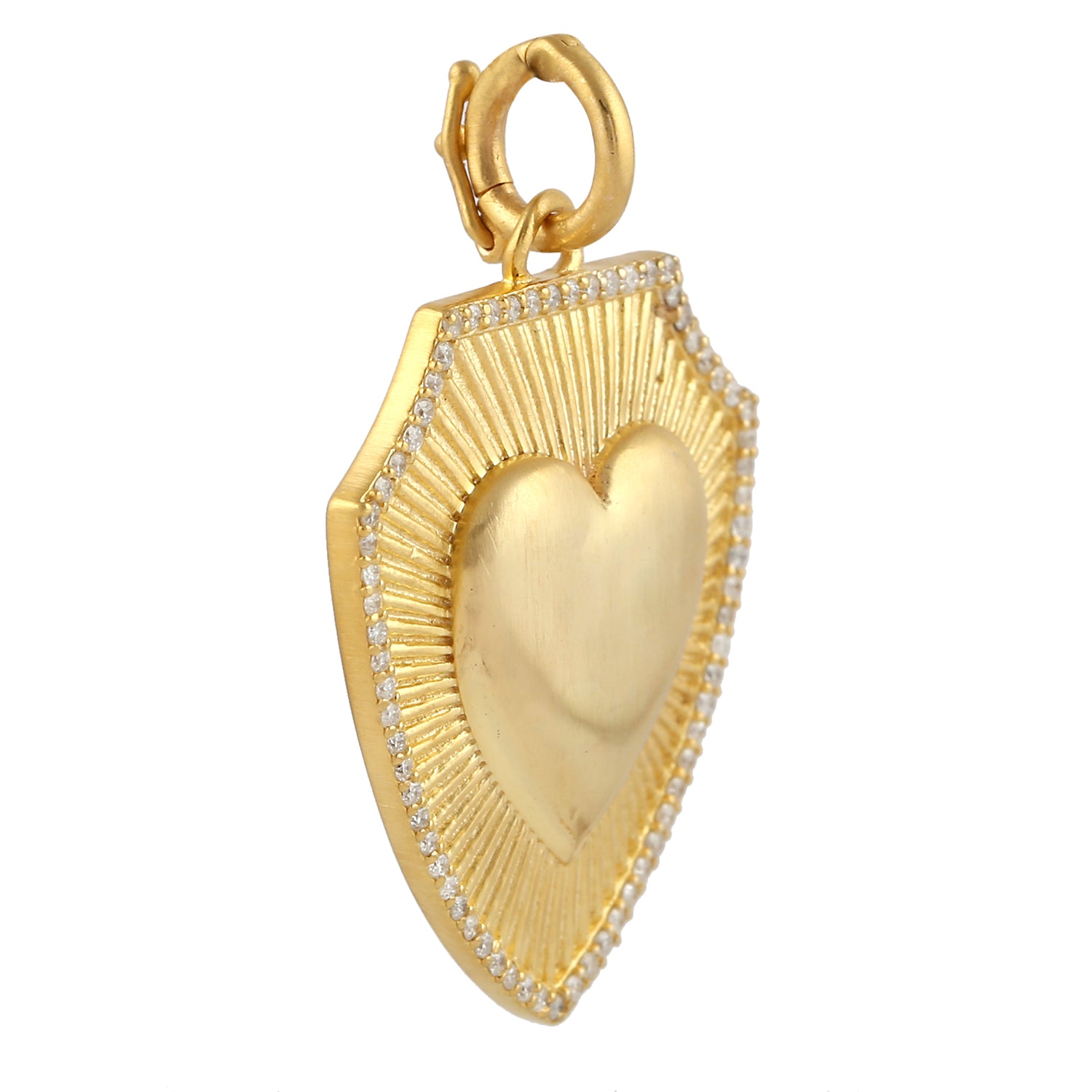 14K Yellow Gold Pave Diamond Handmade Shield Heart Pendant Necklace - Elegant Jewelry Gift for Women, Perfect for Valentine's Day, Anniversary & Special Occasions