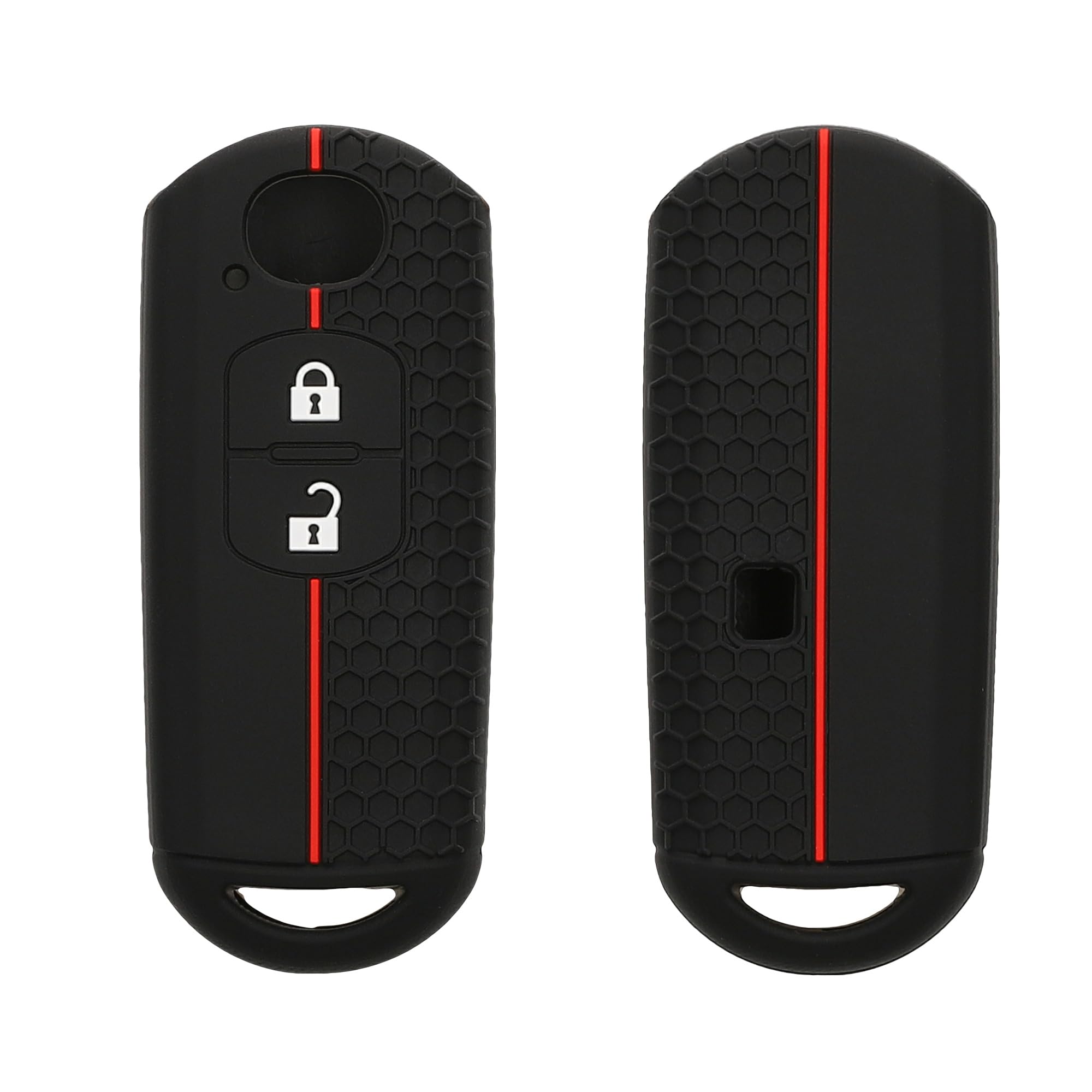 KWmobile Silicone Car Key Cover for Mazda 2-Button Keyless Entry Fob - Protective Key Case (Black/Red) | Durable & Anti-Scratch | Perfect for Everyday Use & Key Protection
