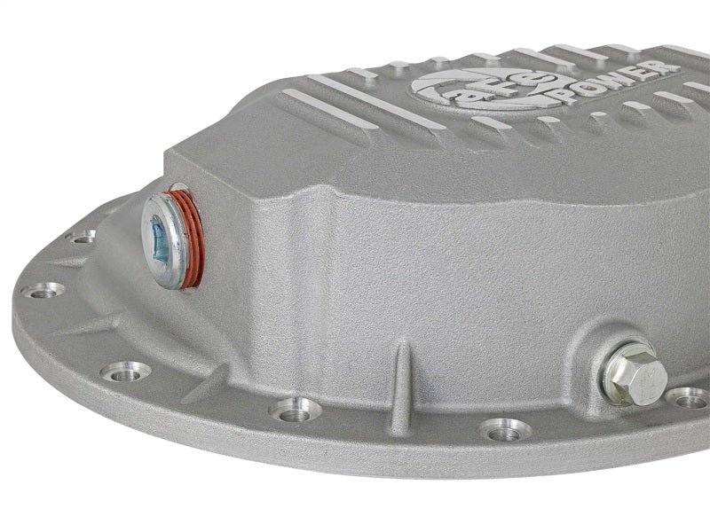 AFE Street Series Raw Front Differential Cover for 2003-2012 Dodge Diesel Trucks with 5.9L/6.7L Cummins Engine - Heavy Duty Protection for Off-Road & Towing