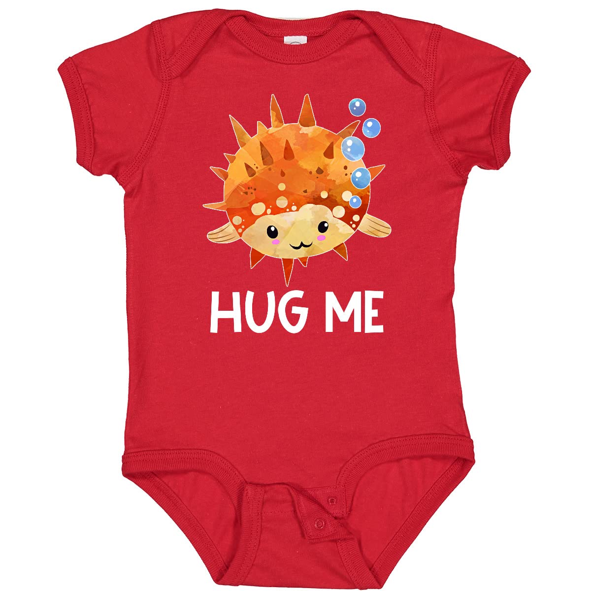 Inktastic Hug Me Cute Pufferfish with Bubbles Baby Bodysuit - Soft Cotton Onesie for Newborns & Infants - Perfect for Playtime, Photo Shoots & Gifts