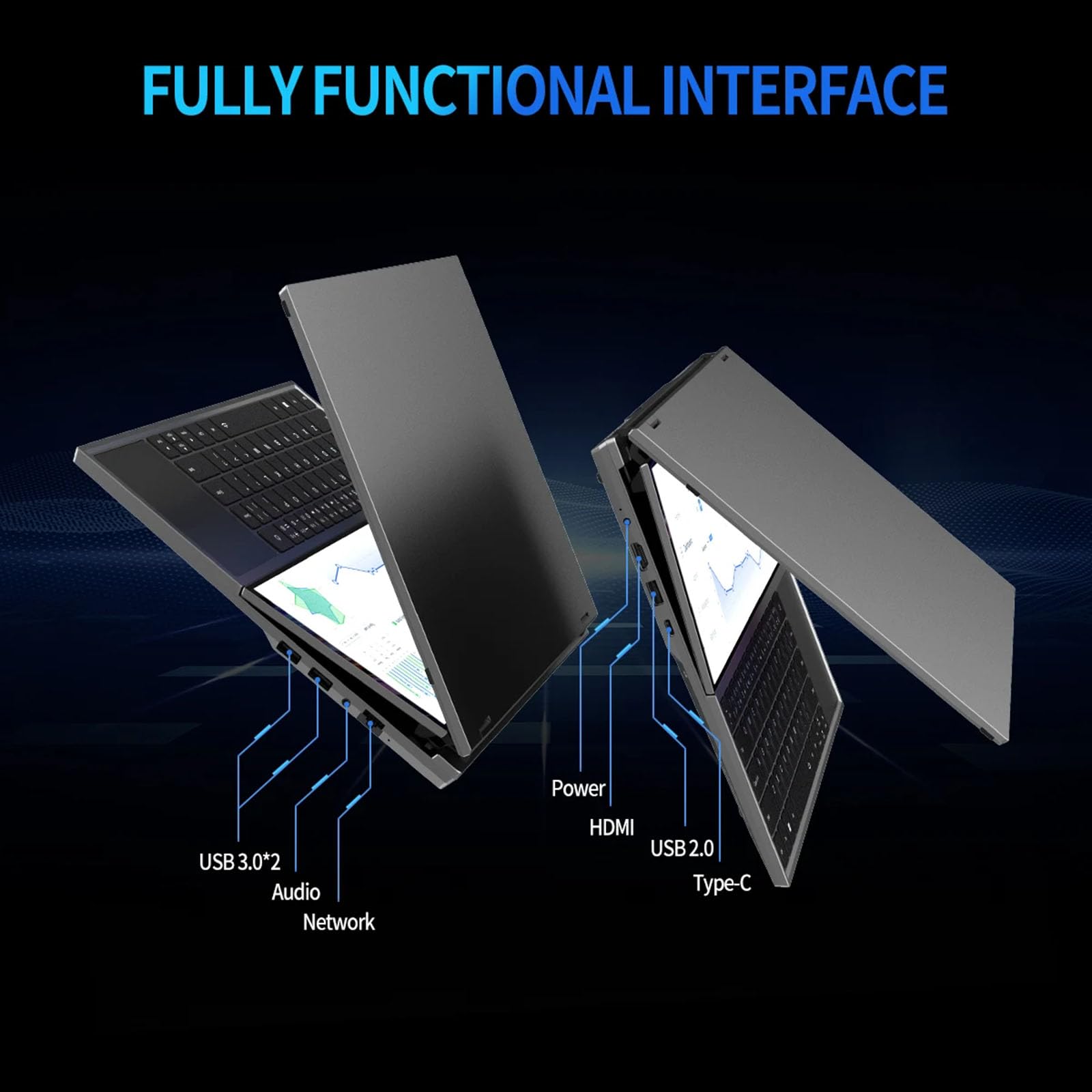 Tuofudun 16 Inch IPS Dual Screen Gaming Laptop with 14'' Touch Display | Intel i9 Processor, Graphics Dock, 64GB RAM, 4TB SSD | Ultra Slim Gamer Notebook PC for Professional Gaming & Multitasking | Perfect for Esports, Streaming & Creative Work