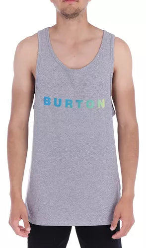 Burton Men's Heather Grey Horizontal Stripe Muscle Tee - Gym Workout, Casual Streetwear, Athletic Training Shirt