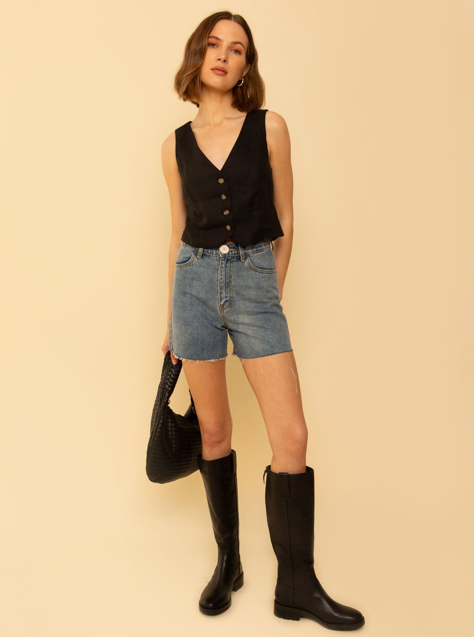 Natasha Short Light Denim Jeans for Women - High Waisted Distressed Denim Shorts - Casual Summer Fashion - Perfect for Beach, Outings & Street Style