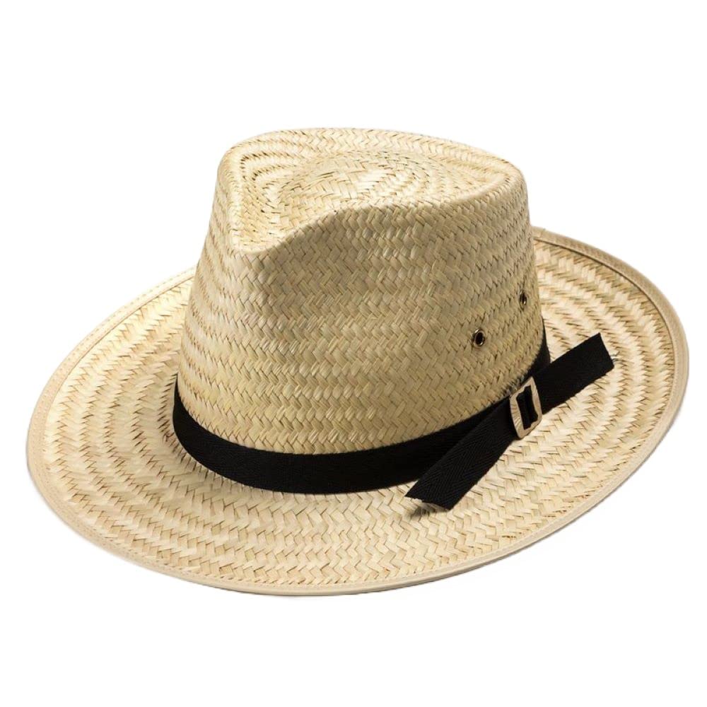 Amish-Made Classic Straw Sun Hat for Men - Pinched Front Brim, Breathable Summer Beach Hat - Perfect for Outdoor Activities, Gardening, Fishing & Vacation