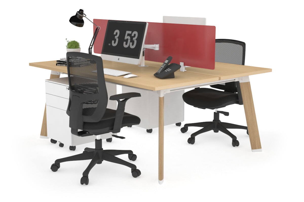 2 Person Workstation with Wood Imprint Frame - 1600L x 700W - Perfect for Home Office and Shared Workspaces