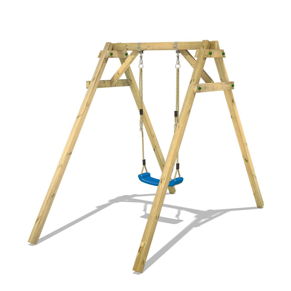 WICKEY Kids Swing Set with Stand - Red Wooden Swing for Backyard, Garden, and Outdoor Play | Heavy Duty Swing Frame for Children's Playground and Home Use