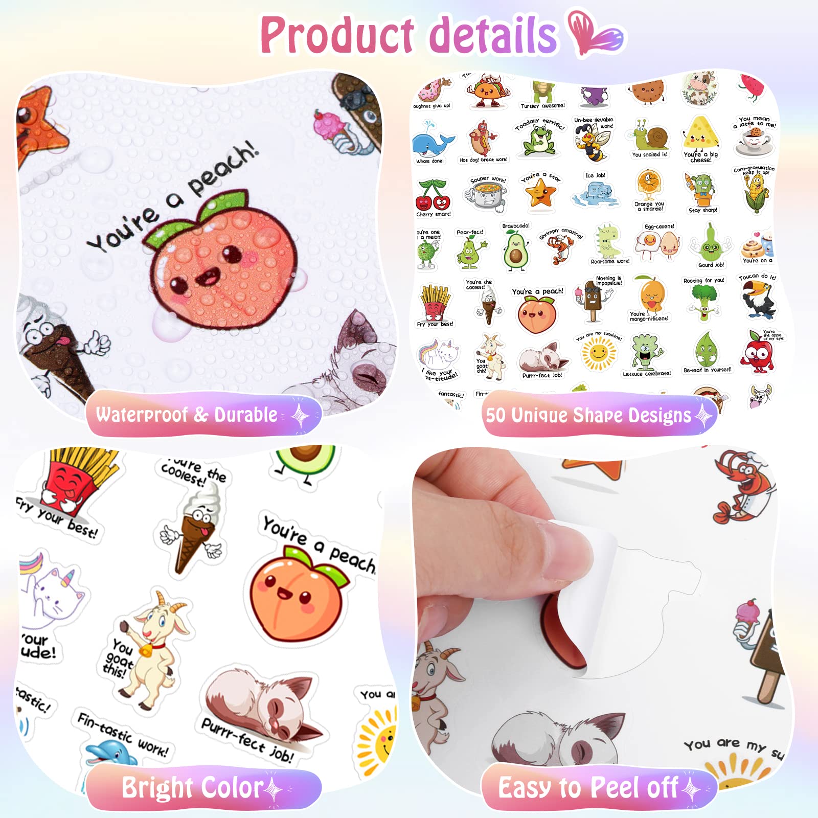 1000 Pcs Motivational Reward Stickers for Kids - 50 Fun Designs, Positive Teacher Supplies for Classroom, Student Incentive Stickers with Encouraging Words - Perfect for School Awards, Homework Motivation & Behavior Charts