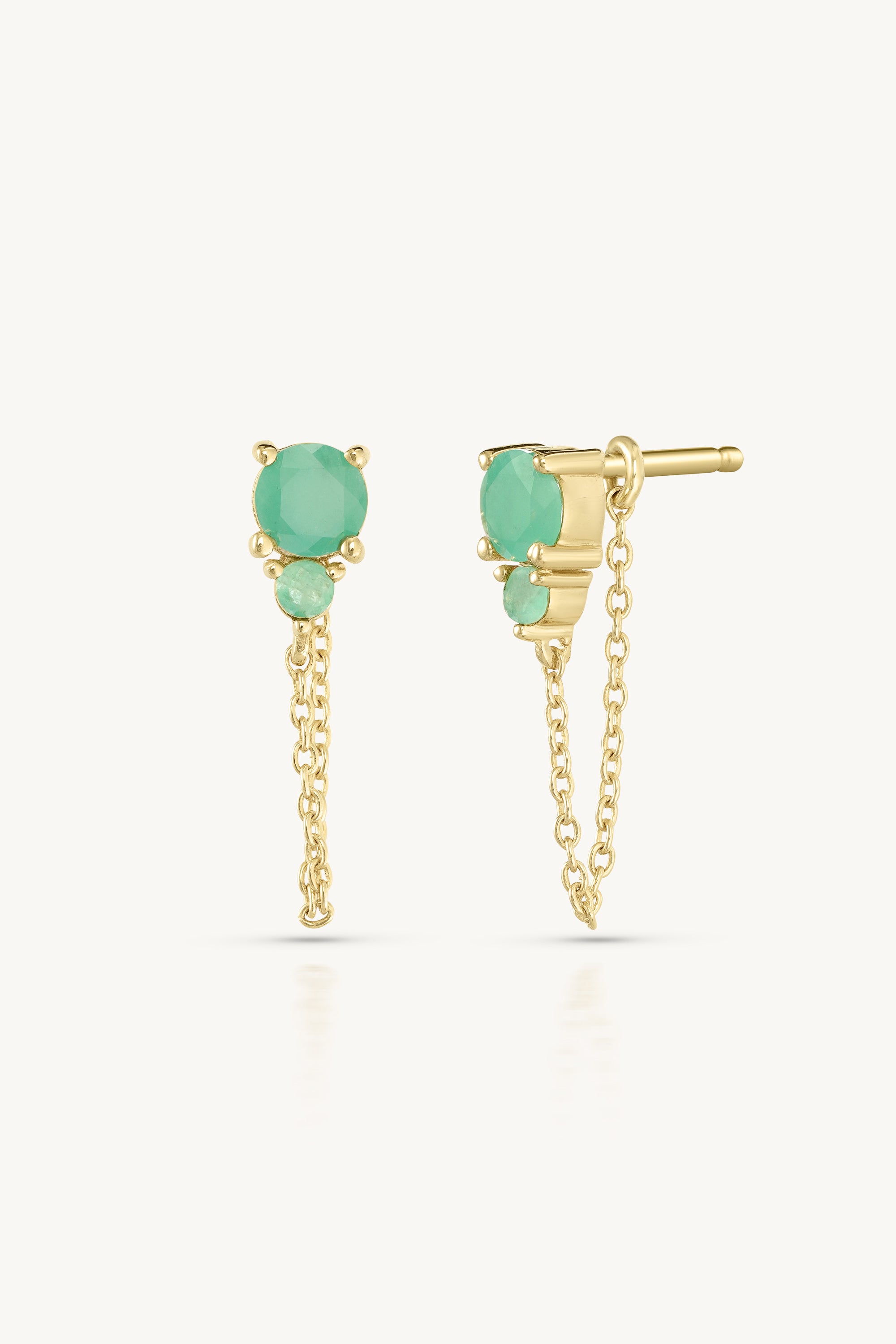May Ombre Emerald Birthstone Gold Stud Earrings - 14K Gold Plated Dainty Jewelry for Women - Perfect Gift for Birthday, Anniversary & Special Occasions
