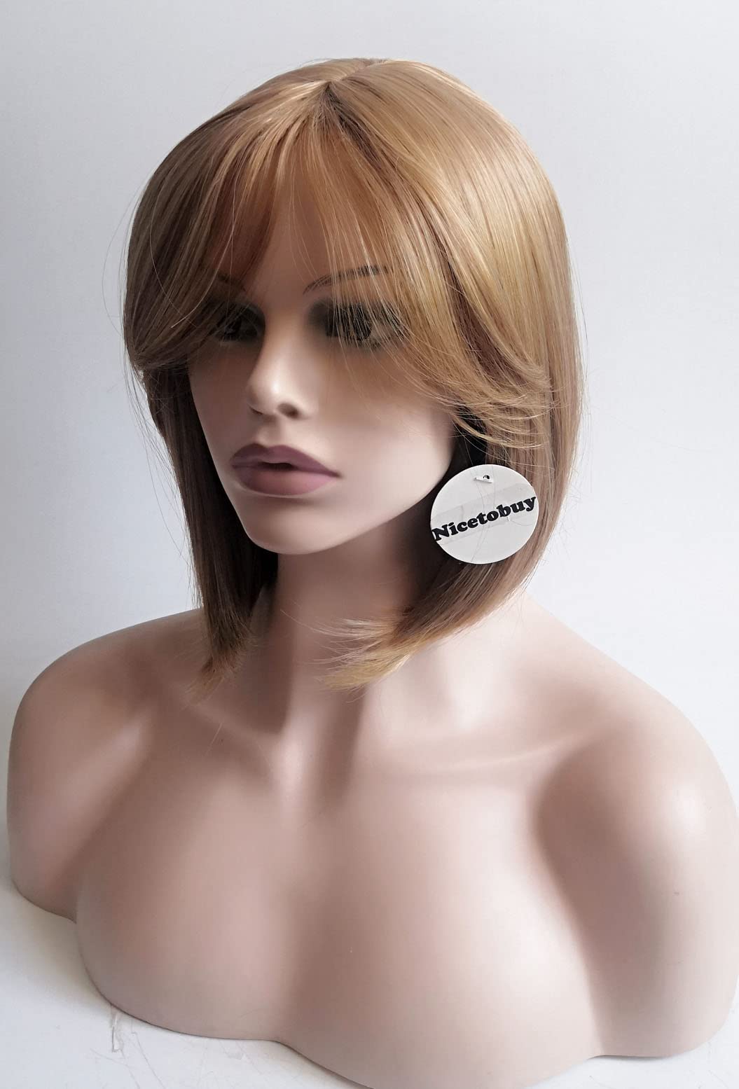 Nicetobuy Umeet Short Straight Bob Blonde Synthetic Heat Resistant Wig for Women - 12.6 Inch | Fashionable Everyday Wear & Cosplay Costume Accessory