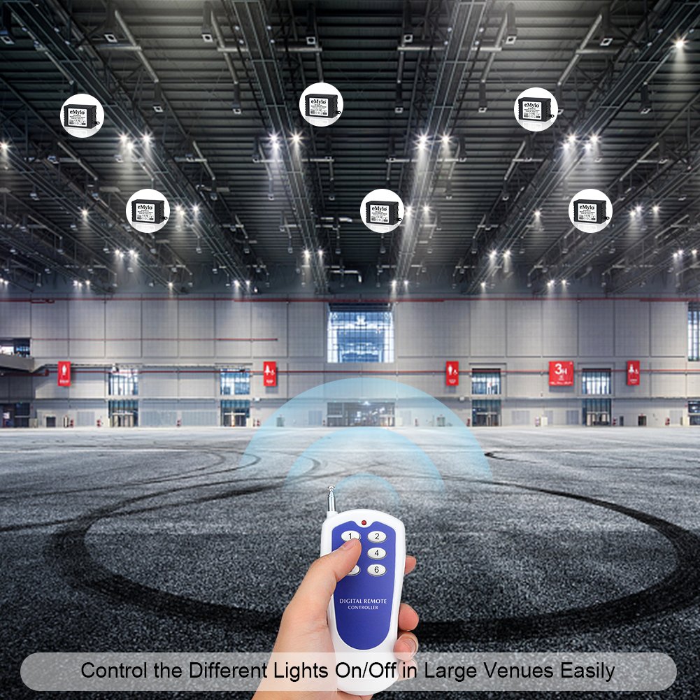 eMylo DC 12V 6X 1 Channel Wireless Relay RF Remote Control Switch 433MHz Transmitter & Receiver Kit - Perfect for Home Automation, Garage Door, Lighting and Industrial Equipment Control