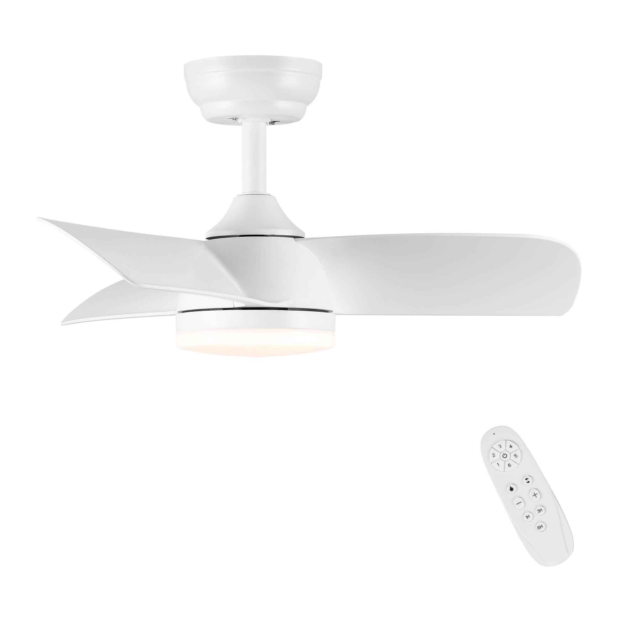 28 Inch Integrated LED Ceiling Fan with White ABS Blades - Energy Efficient Cooling & Lighting for Bedroom, Living Room, and Office Spaces