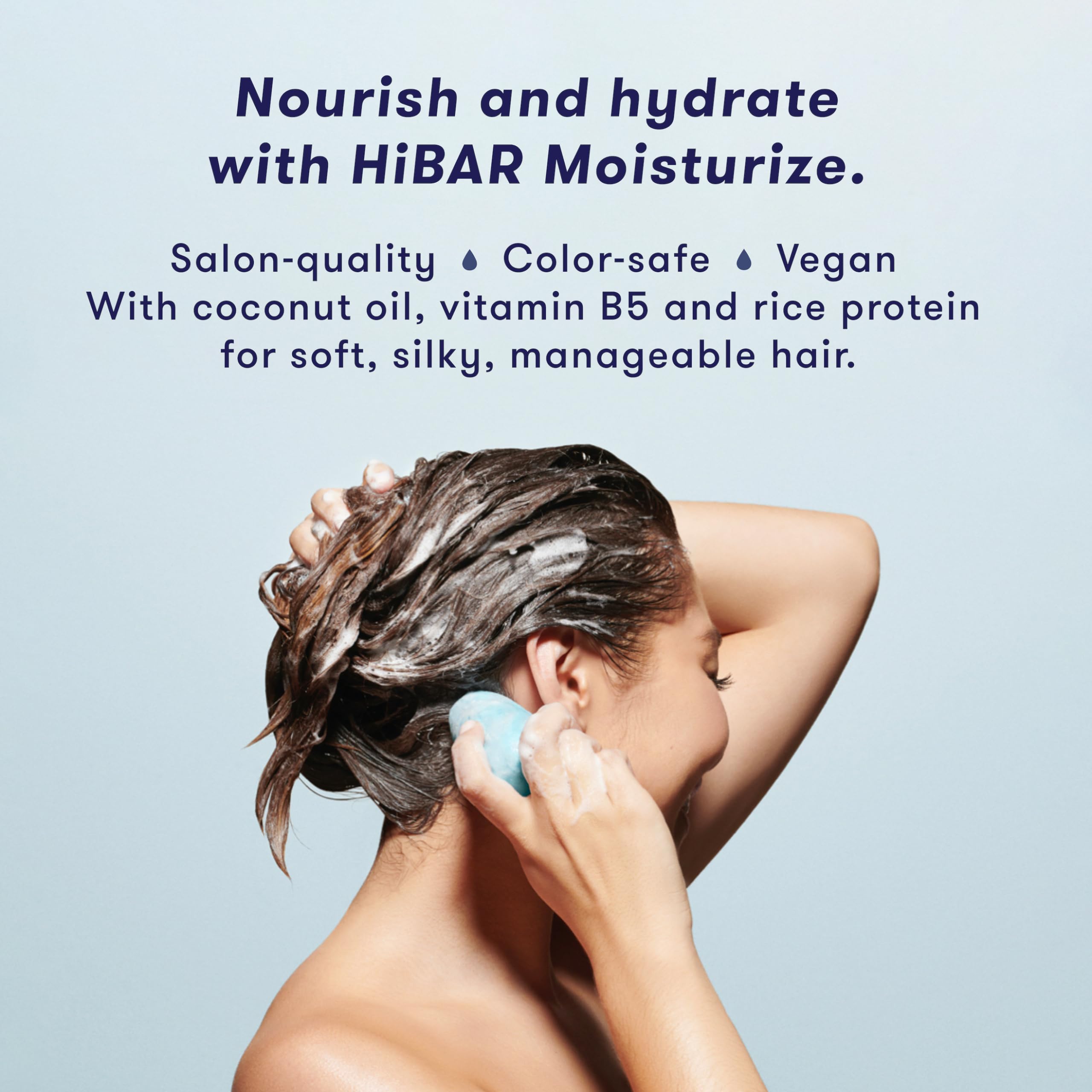 HiBAR Moisturizing Shampoo & Conditioner Bar Set - Fragrance-Free for Dry, Frizzy Hair with Coconut Oil & Vitamin B5 - Plastic-Free, Sulfate-Free, Paraben-Free, Vegan & Color Safe Hair Care - Includes Travel Pouch - Perfect for Travel, Gym & Eco-Friendly Home Use