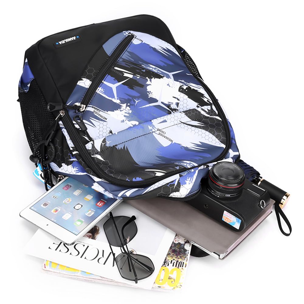 Boys School Backpack Set with Sling Bag - 2-Piece Camo Blue Backpack Combo for Elementary, Middle & High School Students - Includes Crossbody Bag for School, Travel & Outdoor Activities