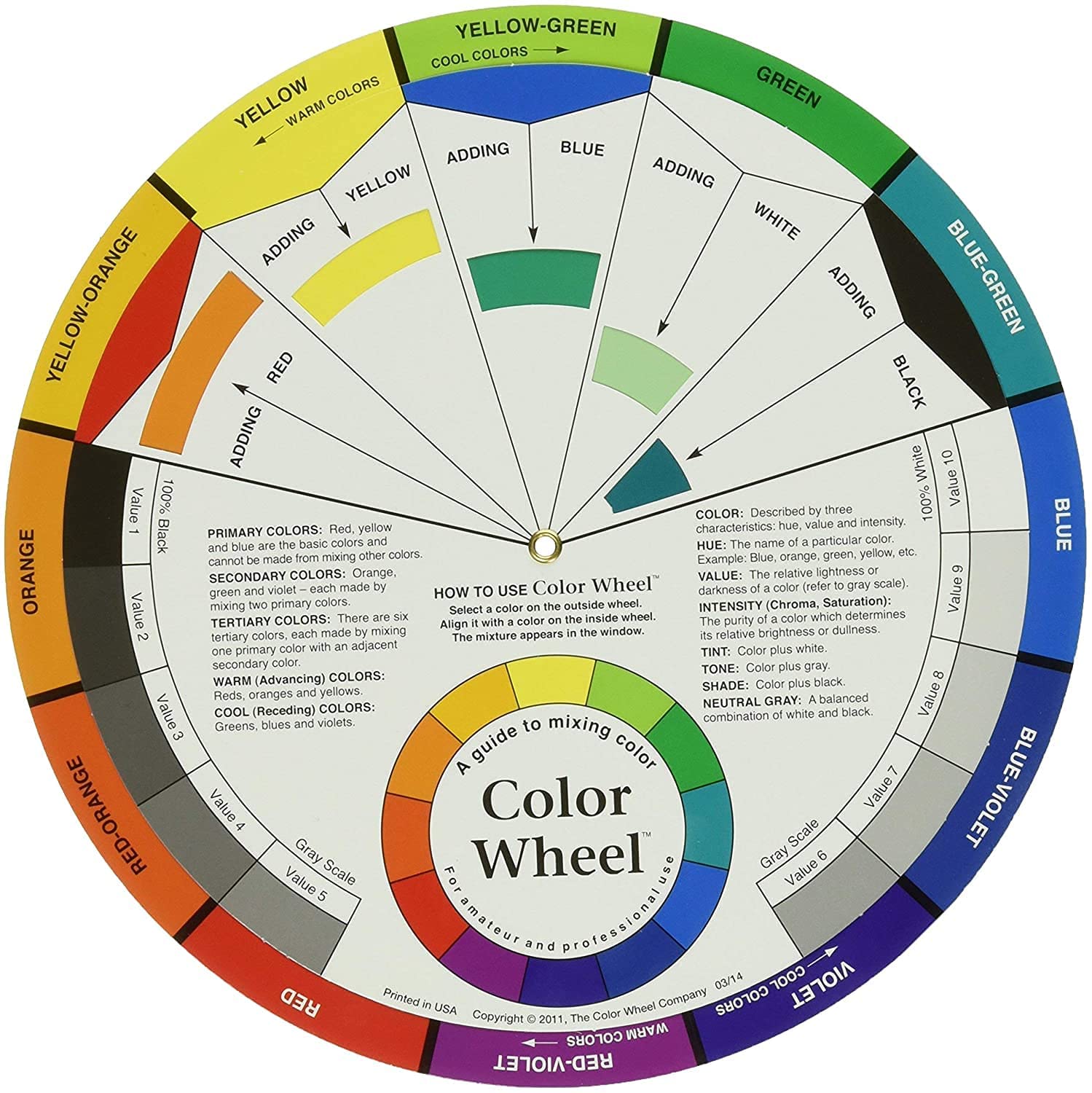 AmigozZ Color Mixing Guide Card - Essential Color Wheel & Relationships Chart for Students, Artists & Designers - Perfect for Painting, Drawing & Graphic Design (1pc)