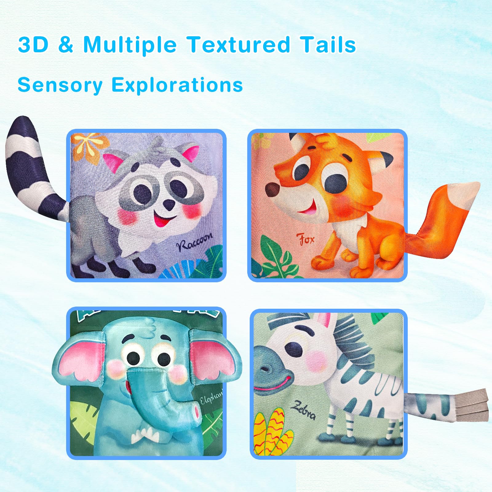Soft 3D Activity Cloth Book for Babies 6-12 Months | Montessori Musical Toy for Newborns | Early Development & Tummy Time Learning Toy | Perfect Baby Shower Gift for Boys & Girls (Animal Theme) - Great for Playtime, Sensory Development & Parent-Child Bonding