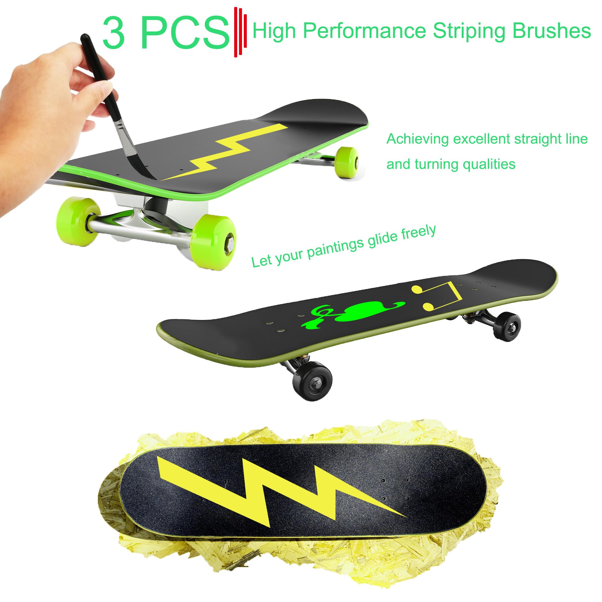 3-Piece Pinstriping Brush Set - High Performance Art Brushes for Professional Painting & Detailing