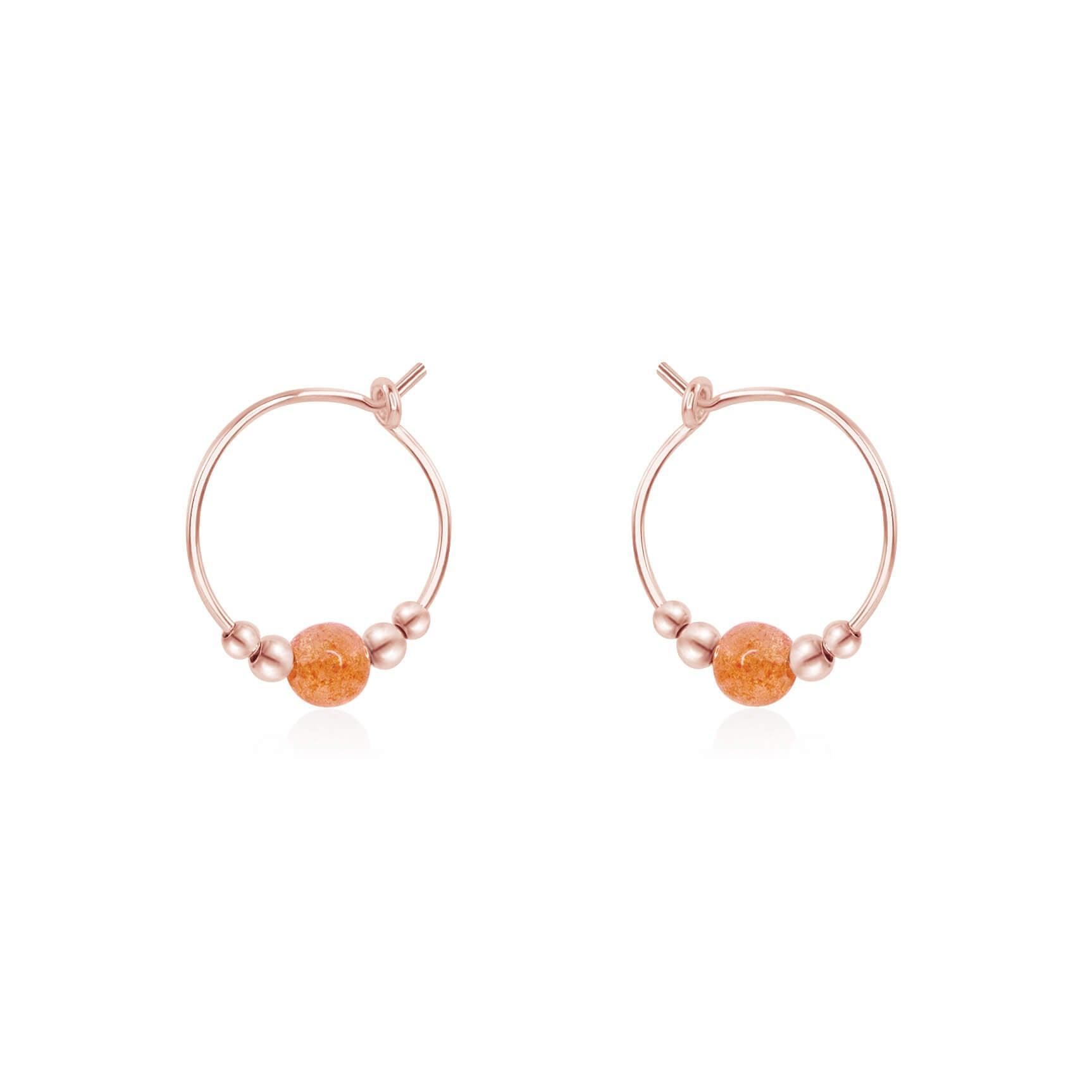 Tiny Sunstone Gemstone Bead Hoop Earrings - Natural Stone Jewelry for Women - Boho Chic Accessories for Everyday Wear & Special Occasions