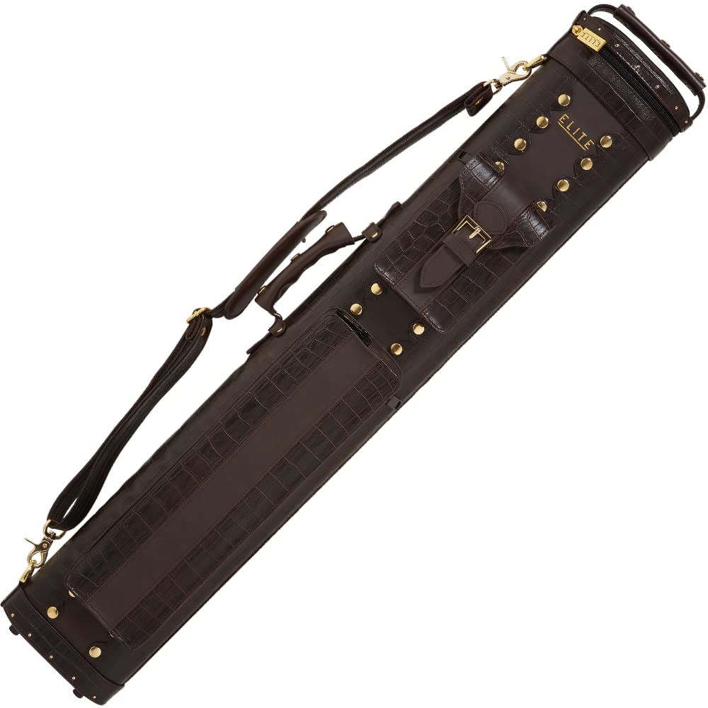 Elite ECC24 Premium Brown Pool Cue Case - Durable Billiard Cue Holder for Professional & Recreational Players - Perfect for Pool Halls, Tournaments & Home Use