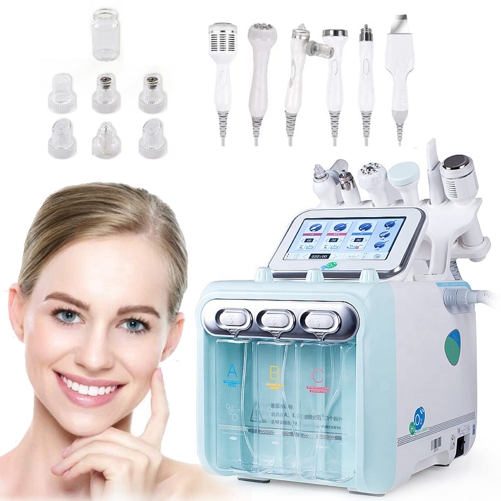 6-in-1 Hydrogen Oxygen Facial Beauty Machine - Professional Hydro Water Oxygen Jet Peel Cleaner for Deep Pore Cleansing & Skin Rejuvenation | Perfect for Home Spa & Salon Facial Treatments