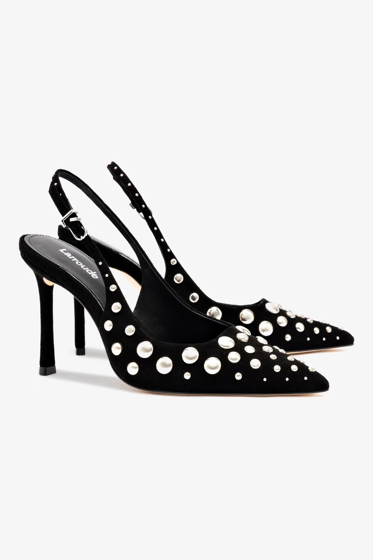 Kaitlan Studs Pump Shoes - Black Suede High Heels for Women | Elegant Evening Party & Wedding Dress Shoes | Perfect for Prom, Cocktail Events & Date Nights