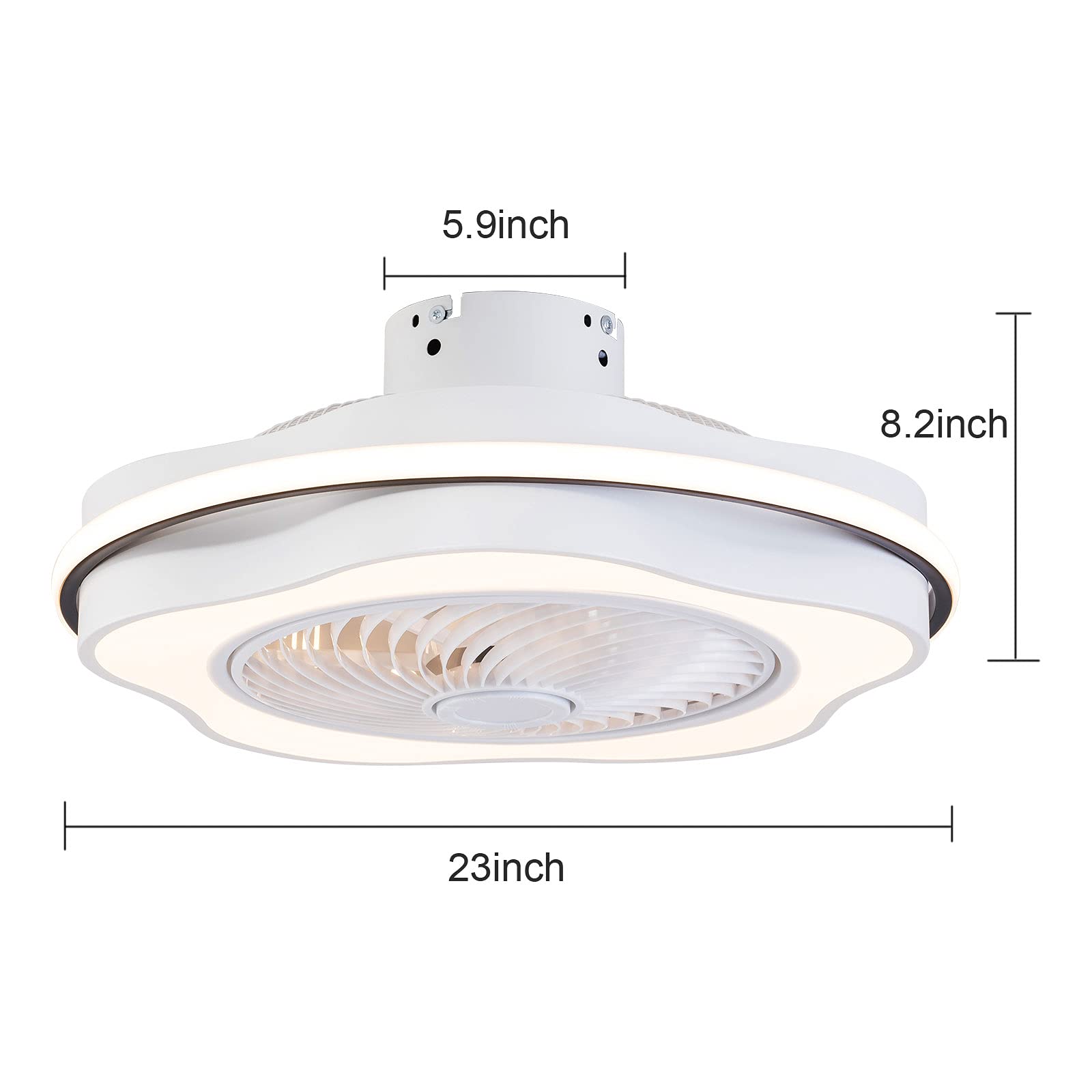 Modern 23-Inch Floral Ceiling Fan with LED Lights & Remote Control - 3 Color Changing Round Indoor Lighting, Low Profile Semi-Flush Mount Smart Fan for Bedroom, Living Room & Home Office - Quiet & Energy Efficient Cooling Solution