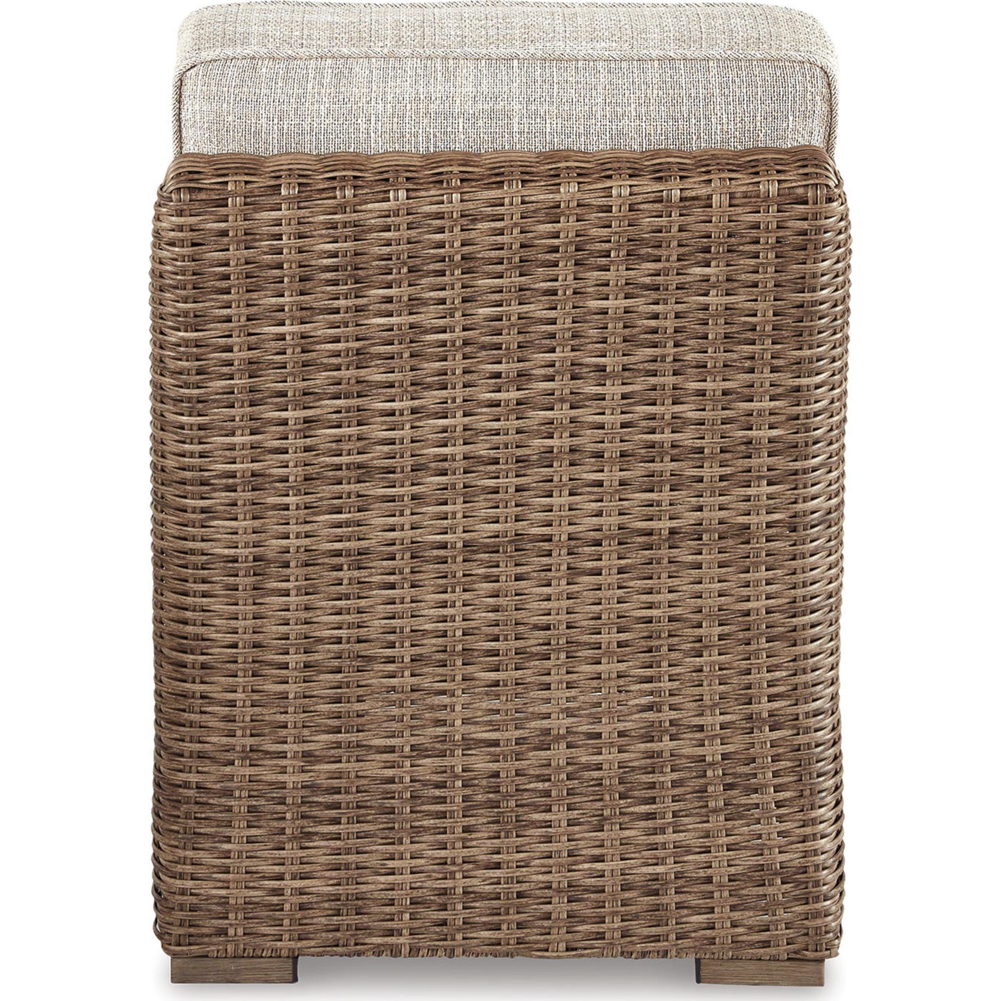 Beachcroft Outdoor Armless Chair with Cushion - White/Beige - Perfect for Patio, Poolside & Garden Relaxation