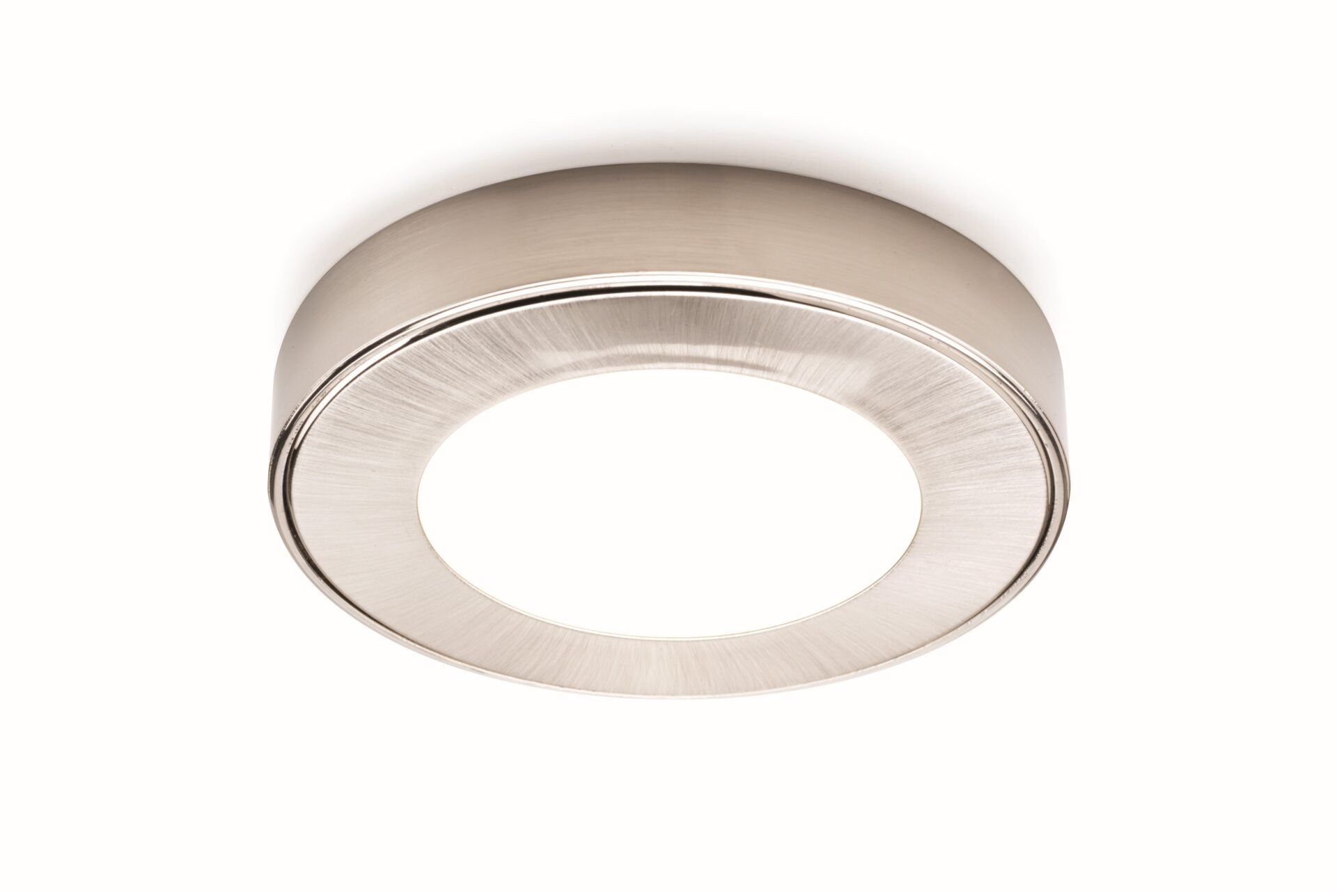 3W Puck Light Mounting Ring - Satin Nickel Round Trim for Recessed Lighting - Perfect for Kitchen, Bathroom, and Cabinet Lighting