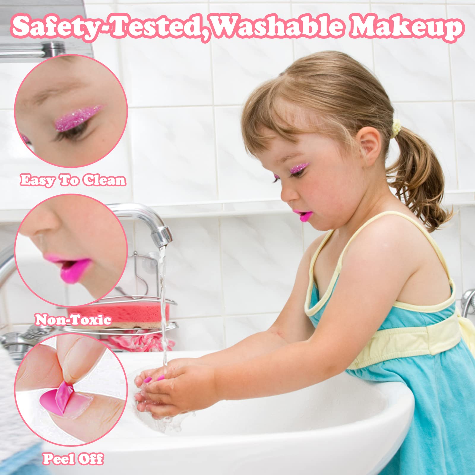 Washable Kids Makeup Kit - Princess Cosmetic Toys for Girls | Birthday Gift & Playtime Fun