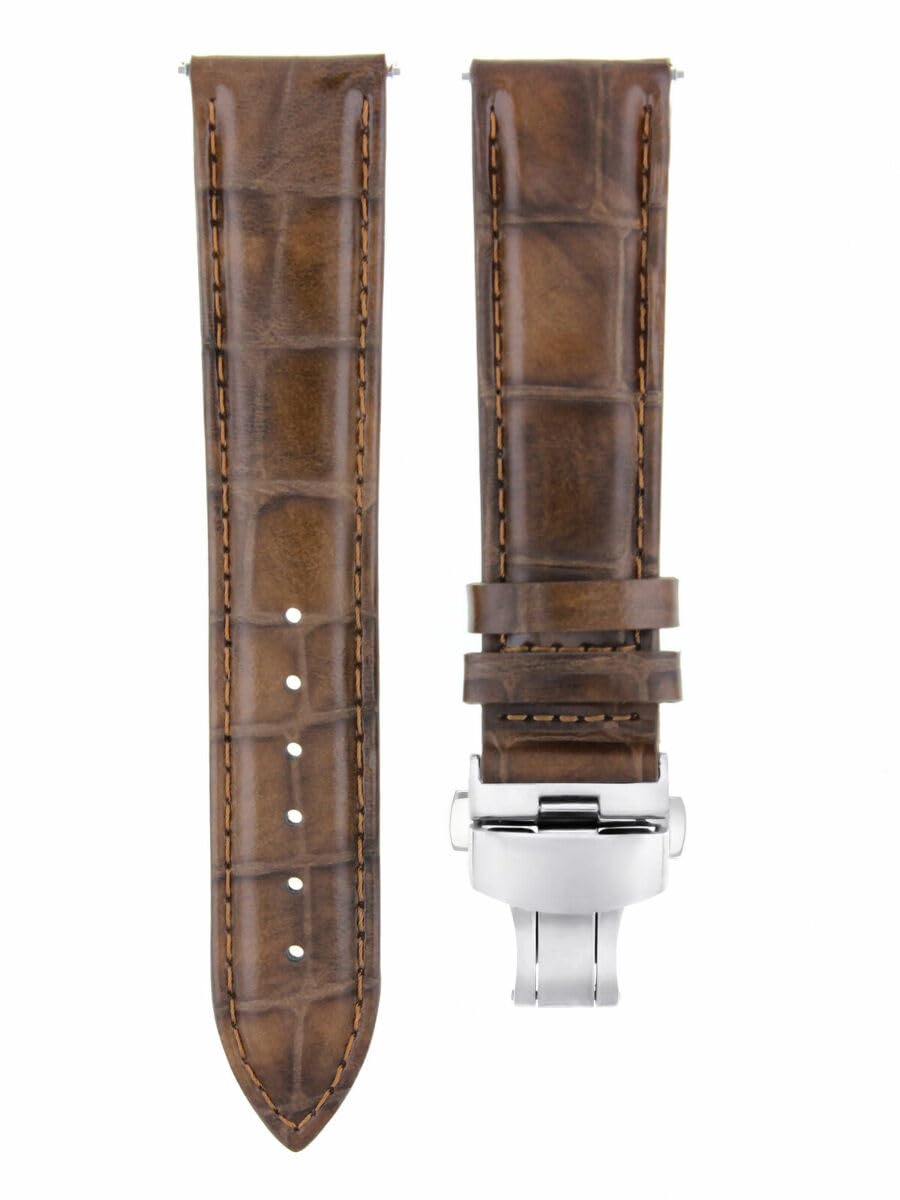 20mm Leather Watch Band for Tudor 36mm - Light Brown Strap with Deployment Clasp | Dress & Casual Wear