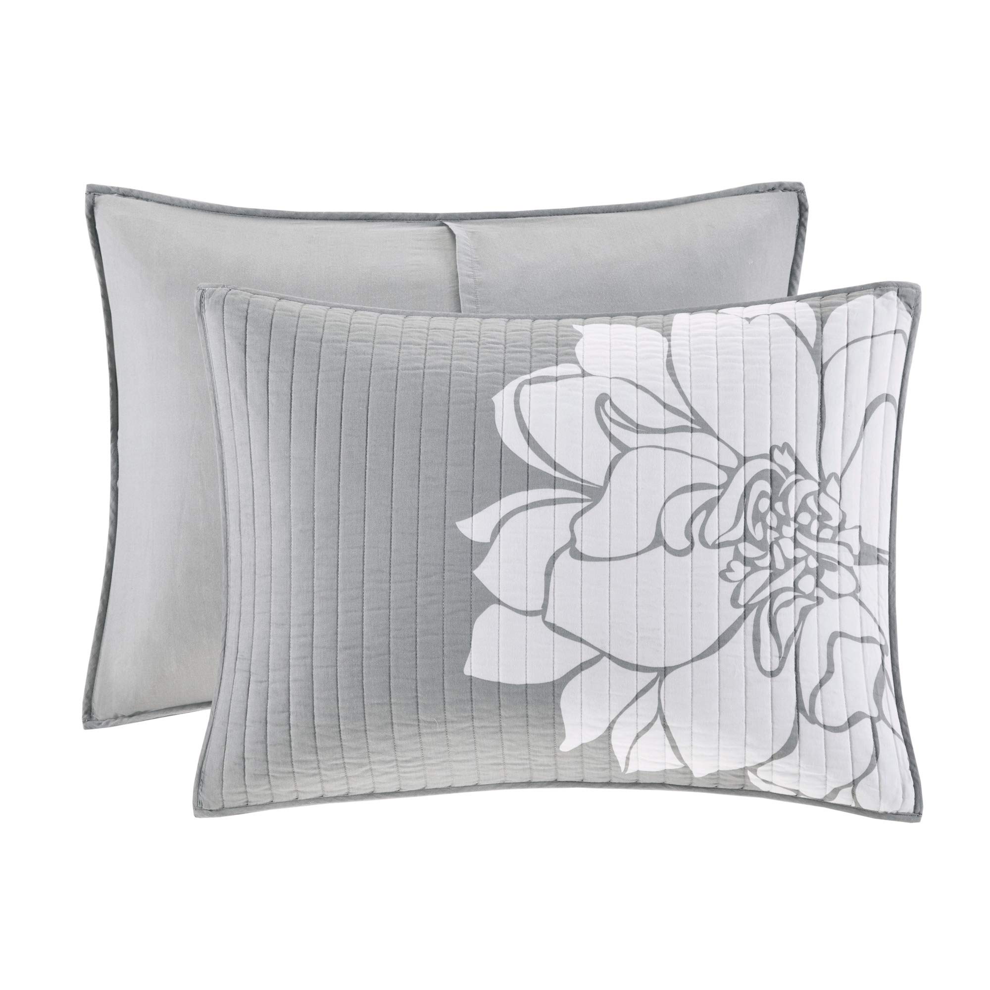 Madison Park Lola 100% Cotton Quilt Set - Floral Channel Stitch Design All Season Lightweight Bedspread with Shams & Decorative Pillows, Full/Queen Size (90x90 Inches), Blush 6-Piece Set | Perfect for Master Bedroom, Guest Room & Cozy Home Decor