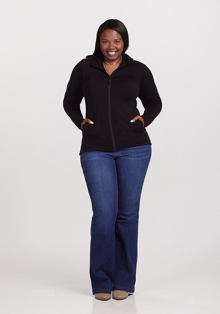 Zoey Zip Up Hoodie for Women - Stylish Black Pullover Jacket for Casual Wear, Gym, and Outdoor Activities