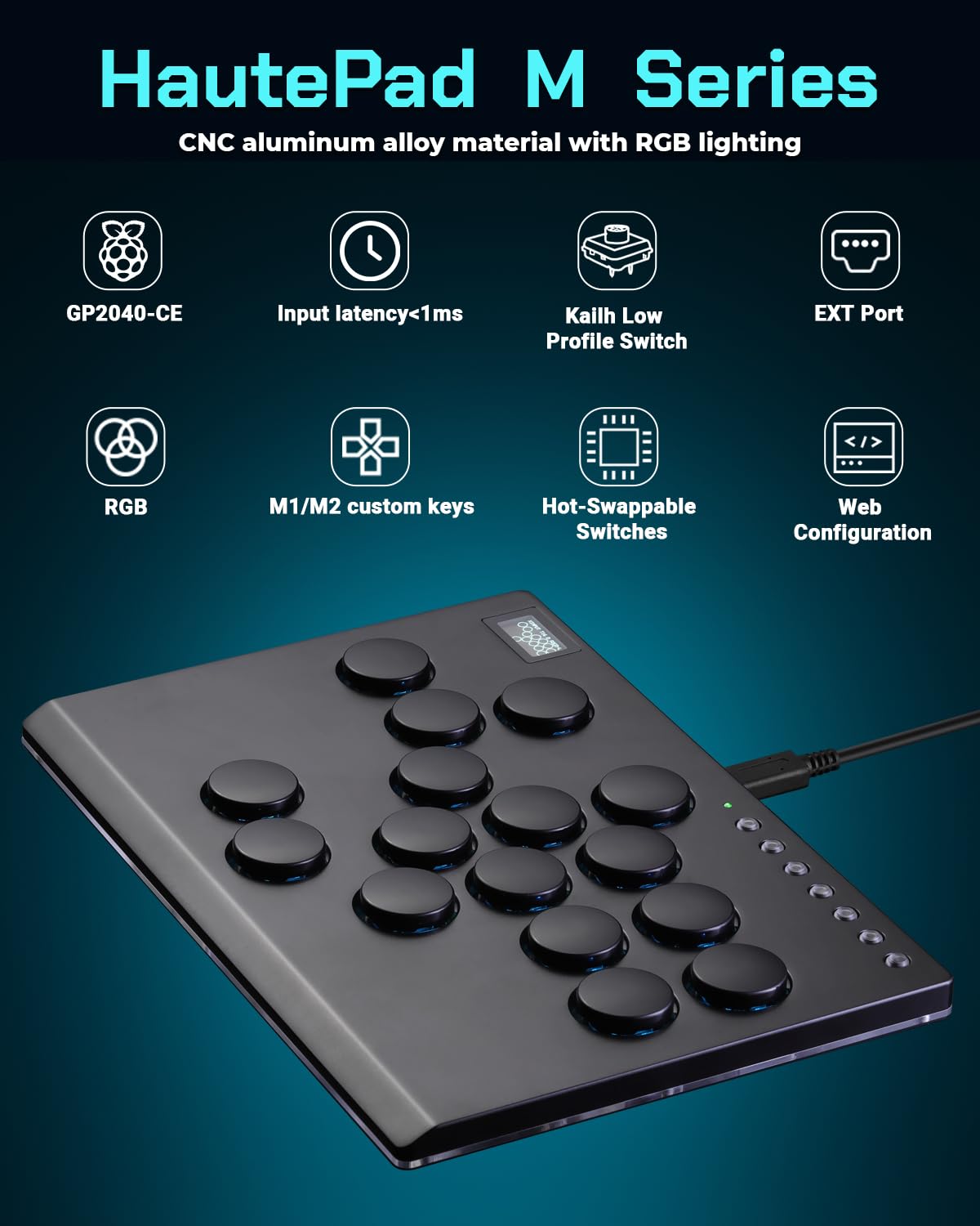 Sehawei All Metal Arcade Stick - 16-Key Fighting Game Controller with Custom RGB Lighting & Turbo Mode | Compatible with PC, PS3, PS4, Nintendo Switch & Steam | SOCD Cleaner Support (Black) | Perfect for Street Fighter, Tekken & Competitive Esports Gaming