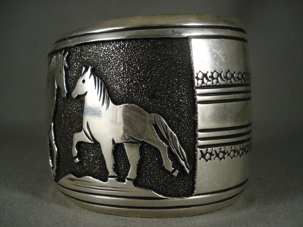 136 Gram Monster Thomas Singer 'Horse Love' Native American Sterling Silver Bracelet - Handmade Tribal Jewelry for Women, Boho Chic Accessory for Festival & Everyday Wear