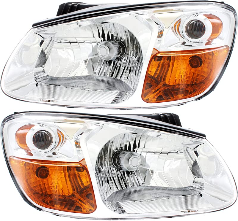 Kia Spectra Headlights Replacement Set - Compatible with 2007 2008 2009 Models - Halogen Headlamp Assembly for Driver & Passenger Side - Perfect for Night Driving and Foggy Conditions