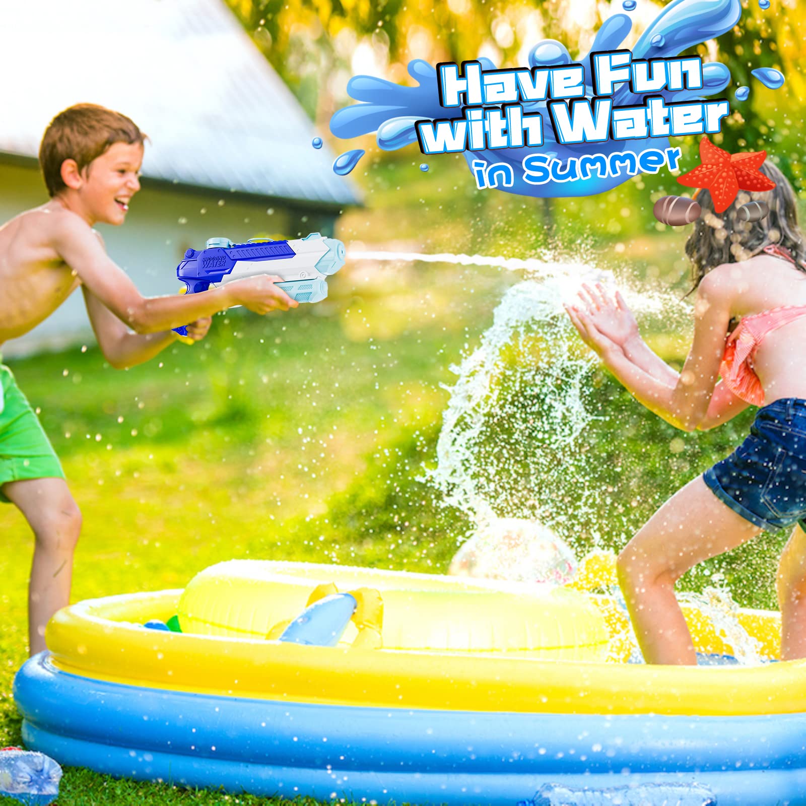 **4 Pack 400CC Super Soaker Water Guns for Kids & Adults - 40ft Long Range High Capacity Squirt Toys, Outdoor Pool & Beach Water Blasters for Summer Fun - Perfect for Backyard Battles, Beach Parties, and Pool Games**