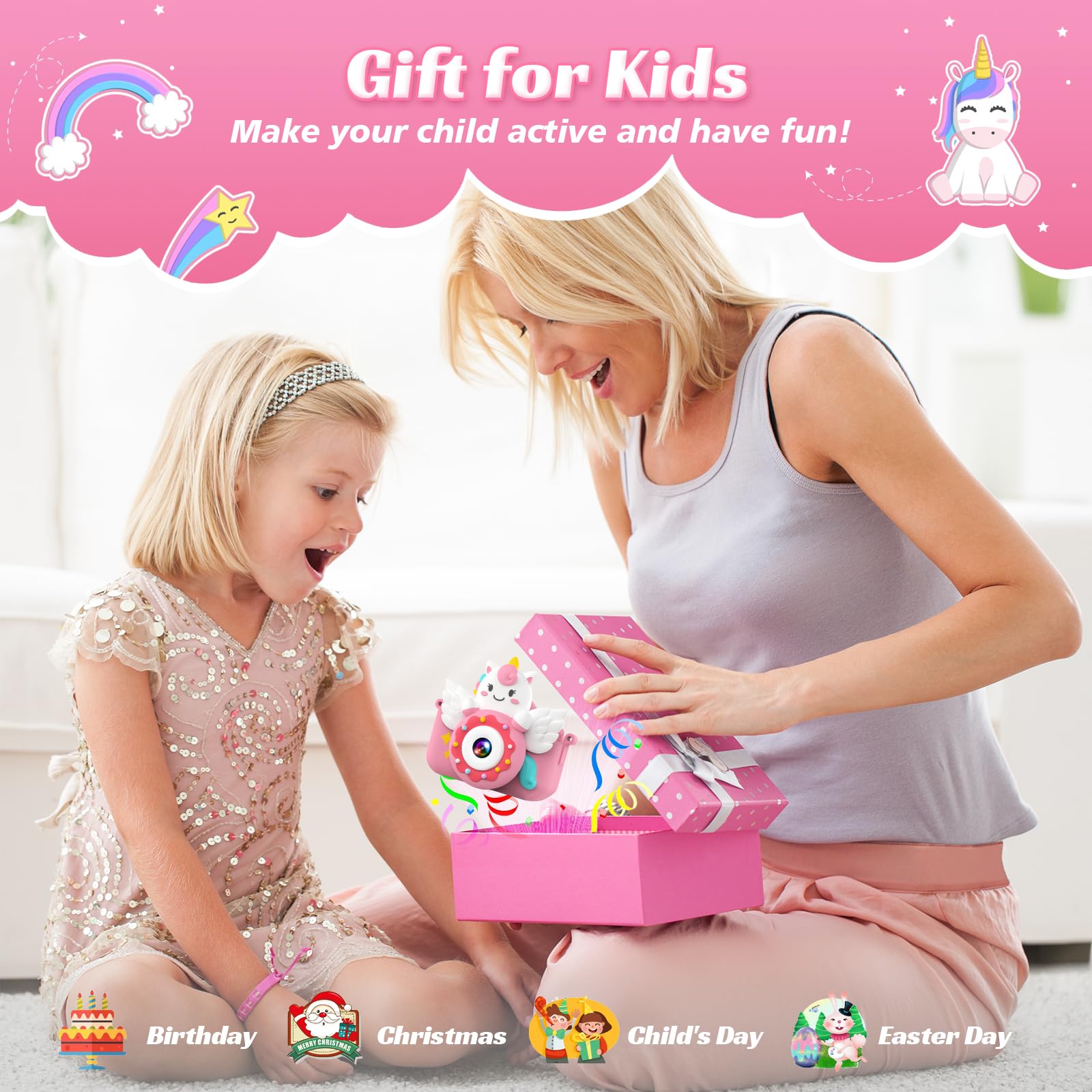Kids Digital Camera with 32GB Card & Dual Lens - Best Toy Camera for Girls & Boys Ages 3-12, Perfect Gift for 4 5 6 7 8 9 10 Year Olds (Pink) - Great for Birthday Parties, Travel, Outdoor Adventures & Learning Photography