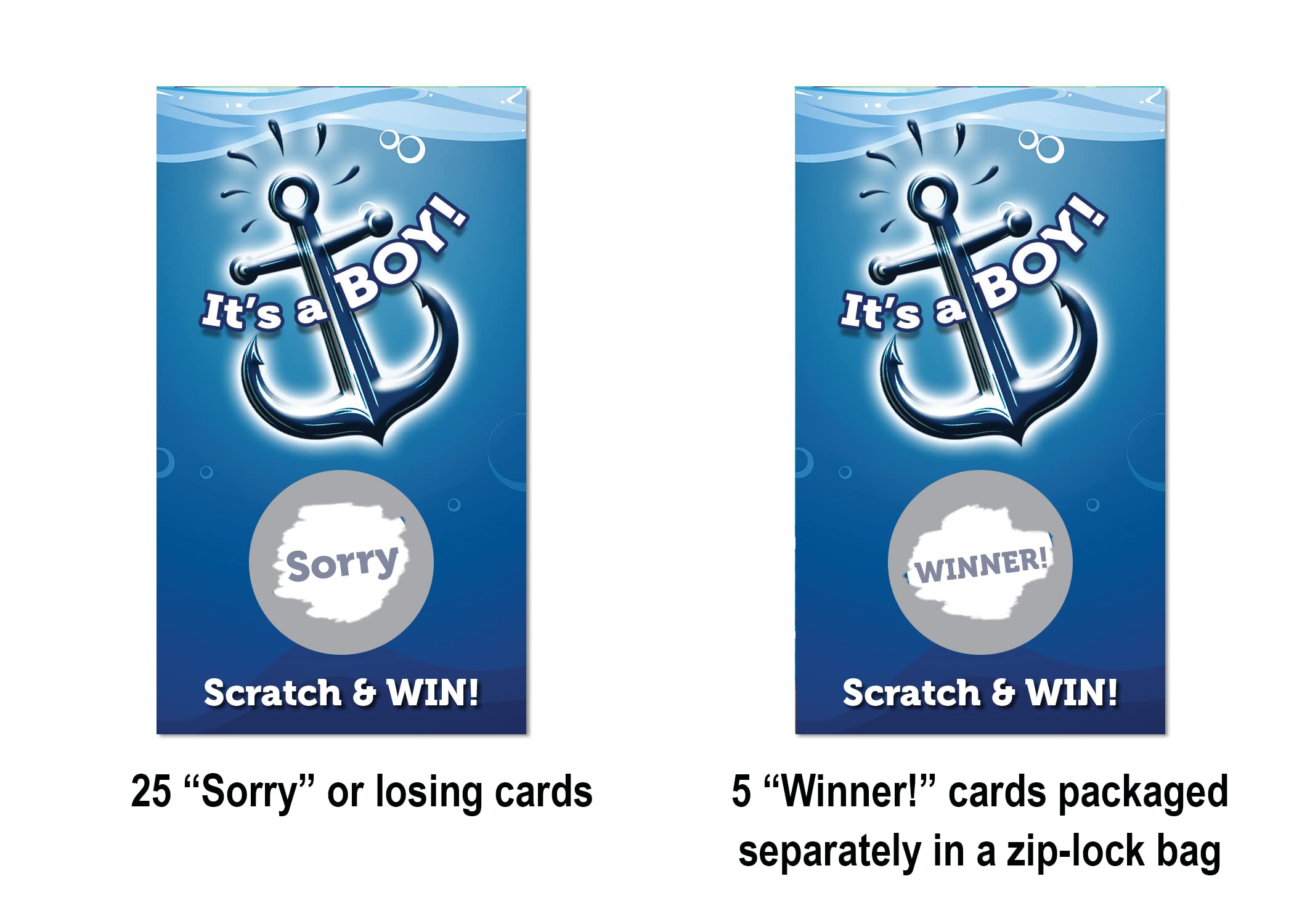 Anchor Boys Baby Shower Scratch Off Cards - 30 Pack Fun Baby Shower Game Prizes for Boys - Gender Reveal Party Supplies - Perfect for Baby Shower Raffles, Door Prizes & Gender Reveal Games
