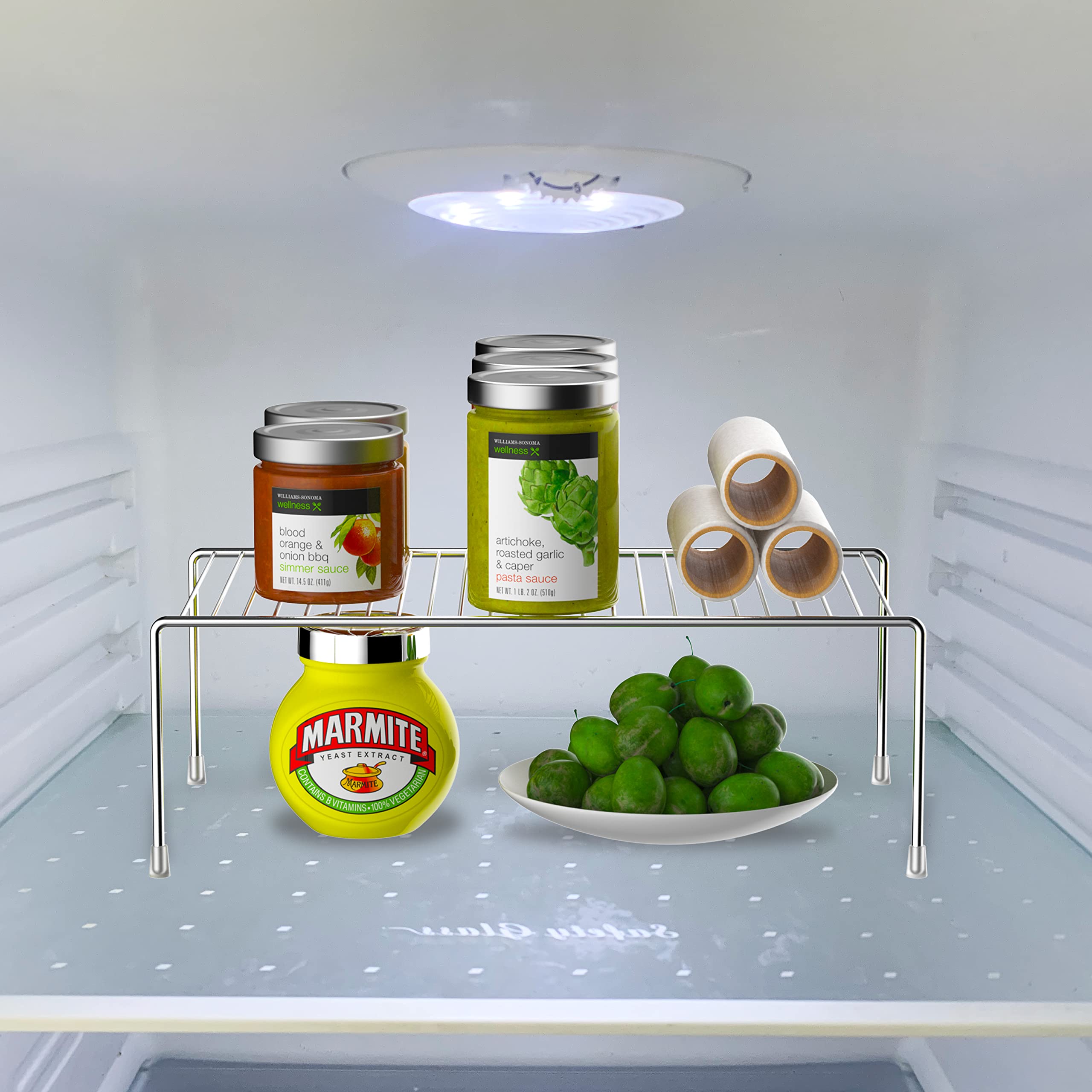 iPEGTOP 15.7 x 9.4 Inch Large Kitchen Freezer Organizer Shelf - Set of 4 Rustproof Metal Wire Shelves for Spice Storage, Fridge, Pantry & Countertop Organization - Perfect for Kitchen, Bathroom & Garage Storage (Chrome)