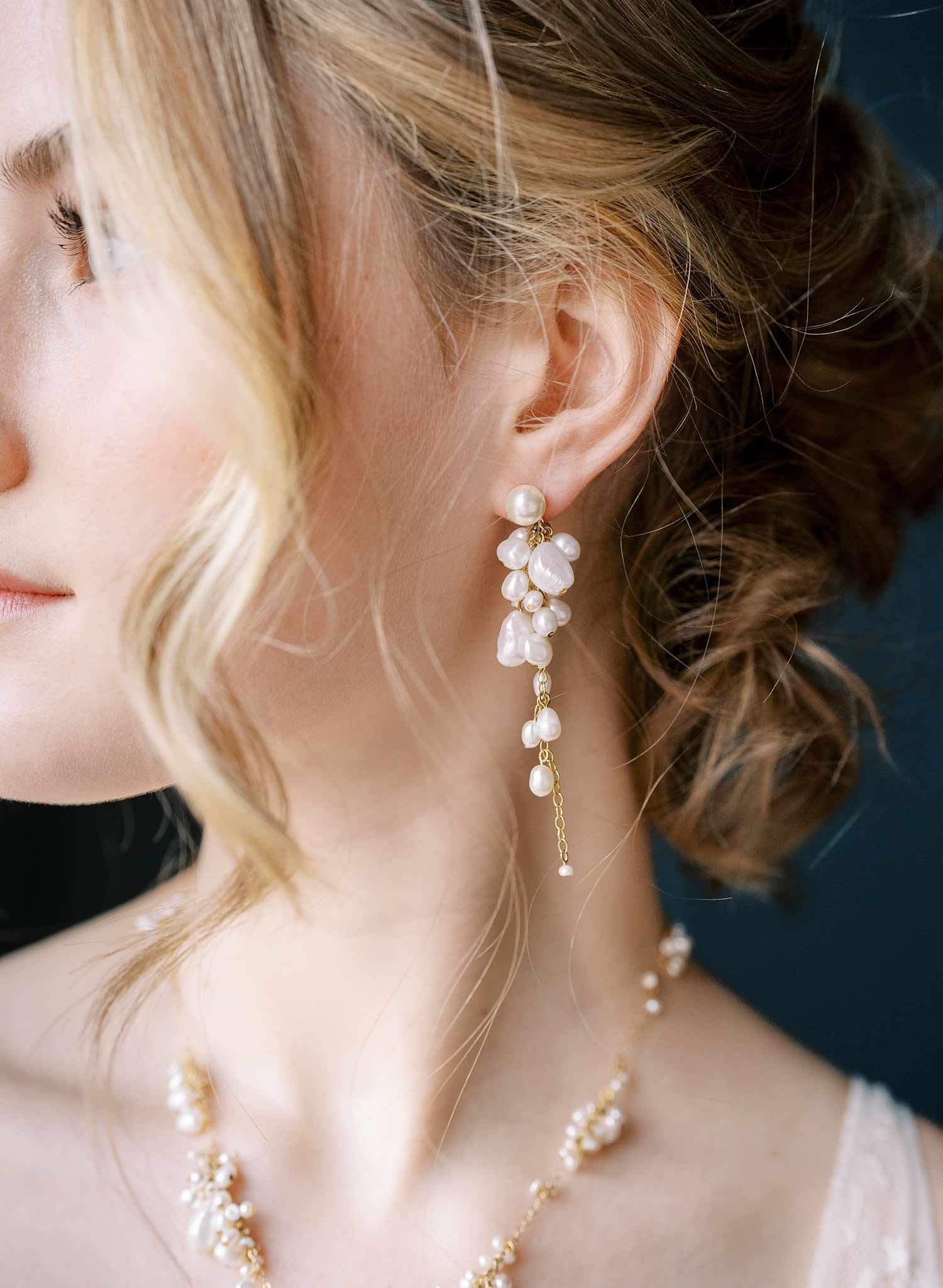 Elegant Freshwater Pearl Cluster & Dangle Earrings Style #2537 | Perfect for Weddings, Parties & Formal Occasions