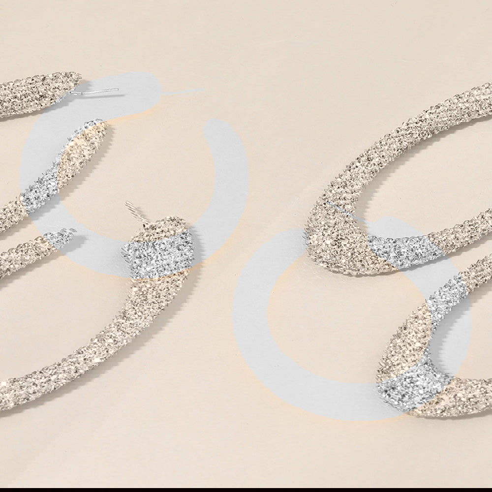 Sterling Silver Post Rhinestone Studded Hoop Earrings for Women - Elegant Dangle Hoops for Party, Wedding & Everyday Wear