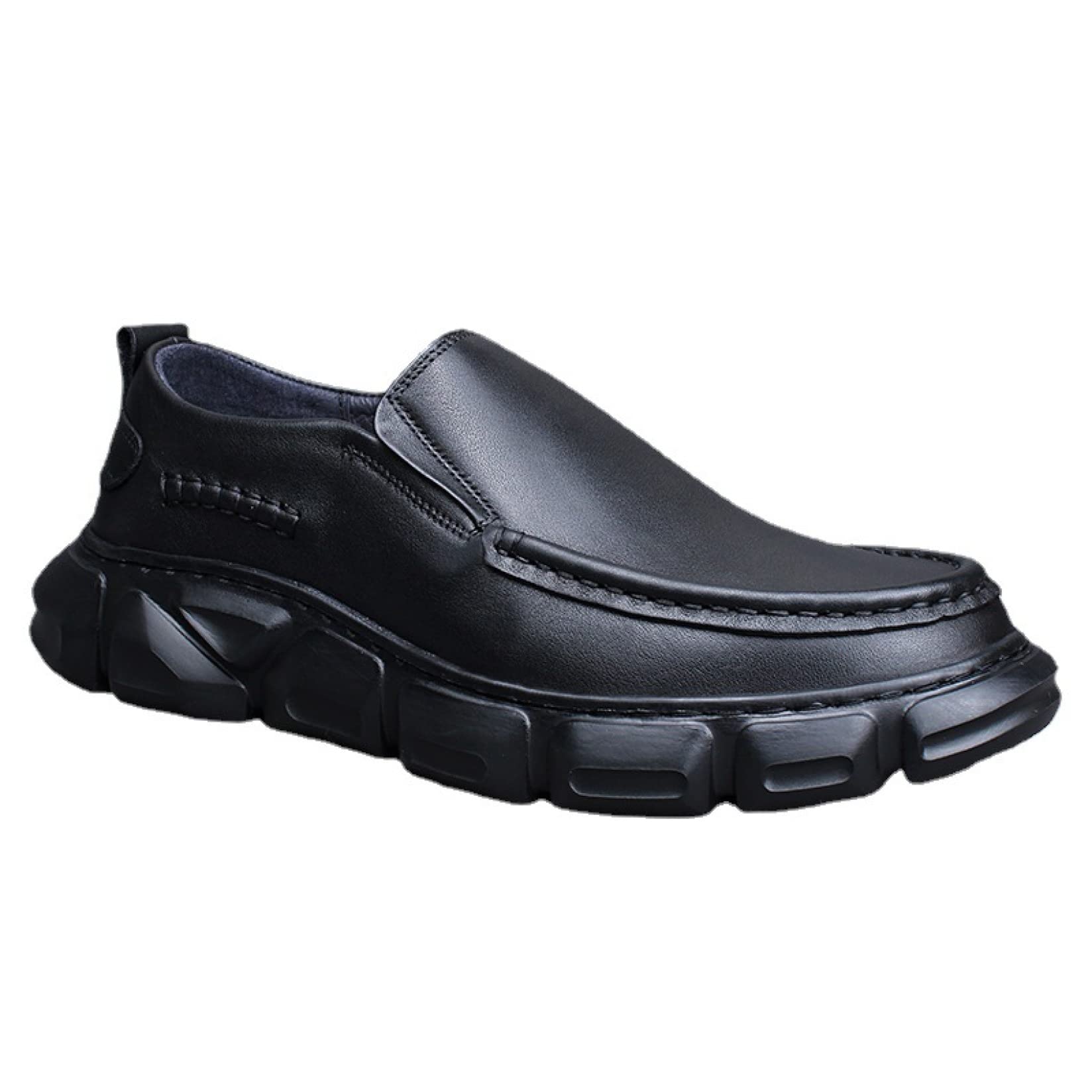 **Men's Genuine Leather Loafers - Breathable Soft Slip-On Casual Shoes for Walking & Office - Non-Slip Thick Sole Comfortable Dress Shoes for Men - Perfect for Business, Travel & Daily Wear**
