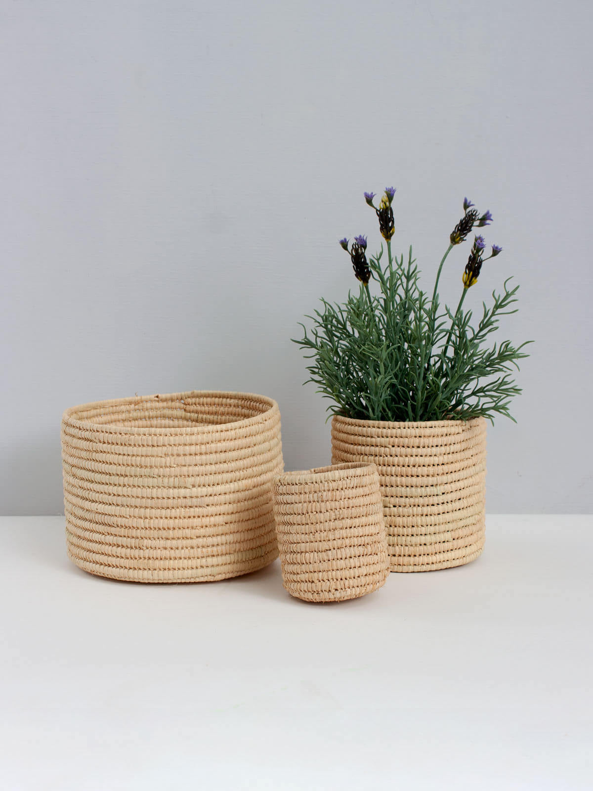 Natural Raffia Storage Baskets - Handwoven Eco-Friendly Organizers for Home, Kitchen & Bathroom | Perfect for Organizing Towels, Toys & Decor