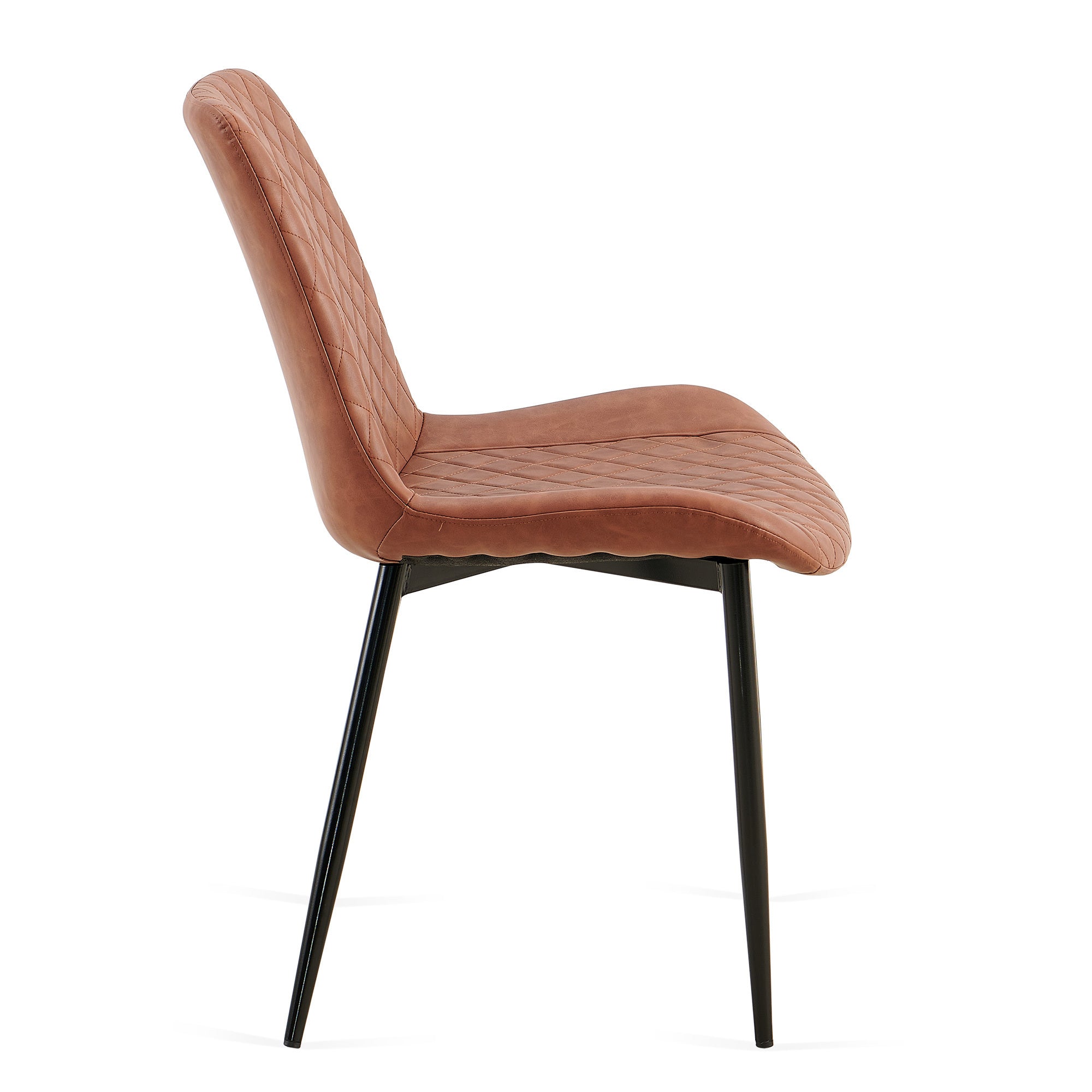 Set of 4 Brown Mid-Century Modern Leathaire Dining Chairs - Armless Side Chairs with Metal Legs for Kitchen, Living Room & Dining Room - Perfect for Home Decor & Entertaining